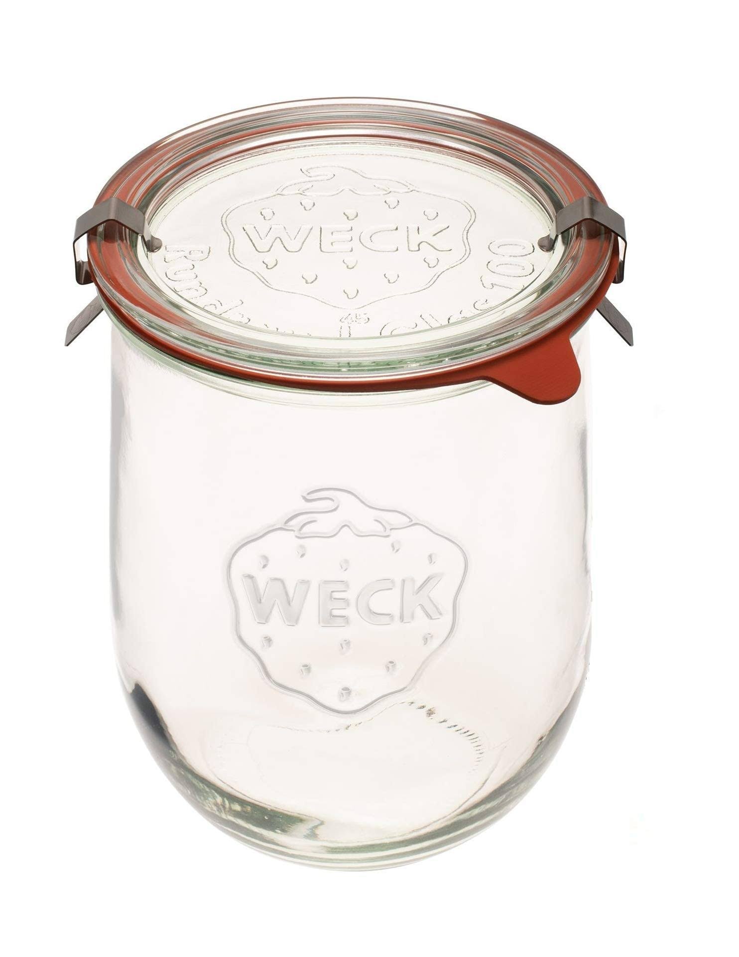 Weck 745 Tulip Jar - Sourdough Starter - 1L Single Jar with Clips, Gasket and Glass Lid, Size: Small