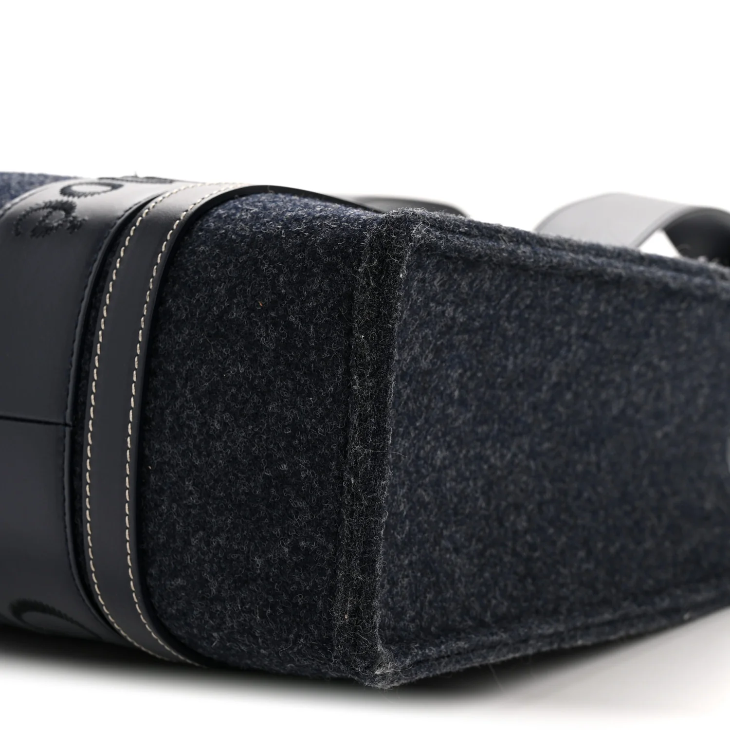 Felt Shiny Calfskin Medium Woody Ribbon Tote Obscure Navy