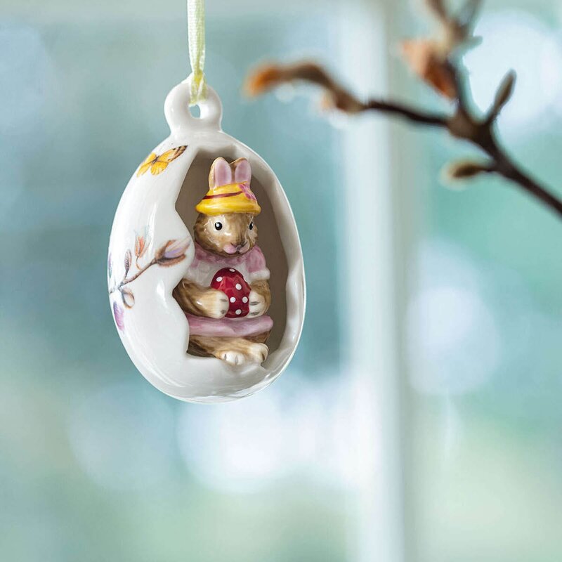 Bunny Tales Anna ornament påskeegg 7 cm rød/hvit