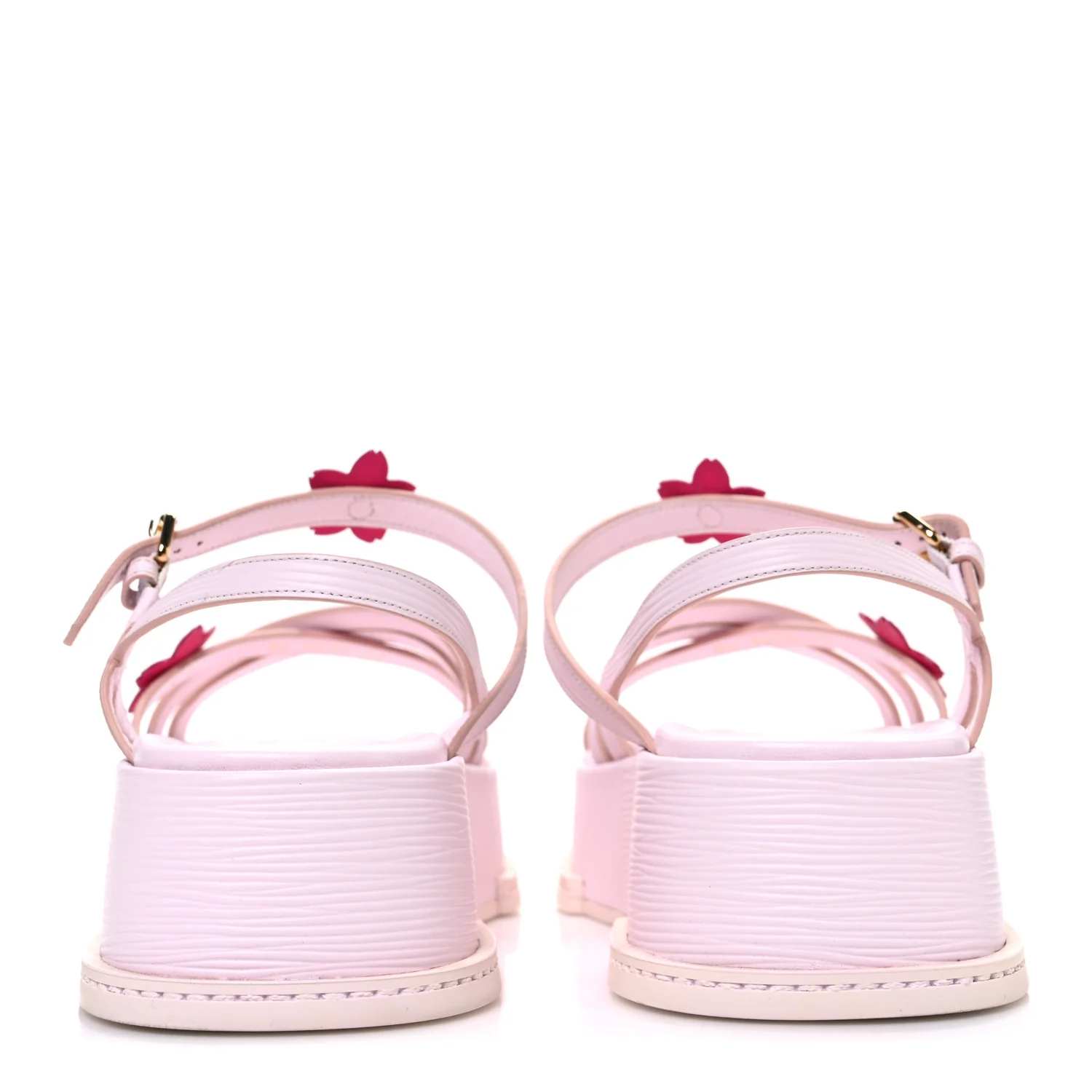 LV X TM Cherry Blossom Calfskin Maya Flatform Sandals 40 Light Pink