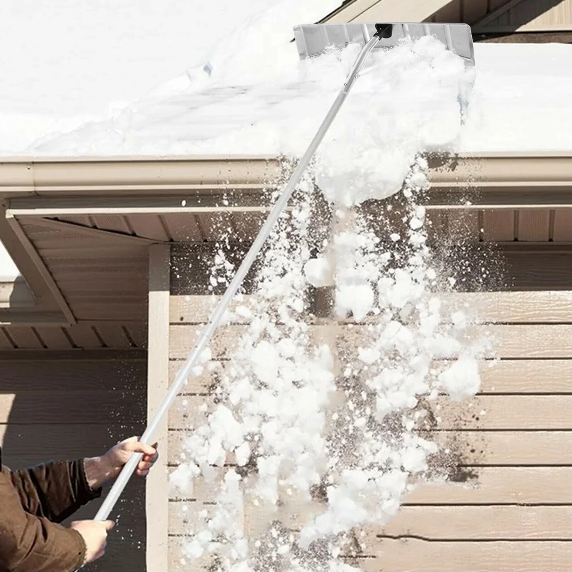 20FT Snow Roof Rake Reinforced Aluminum Snow Removal Tool for Roof - Image 3
