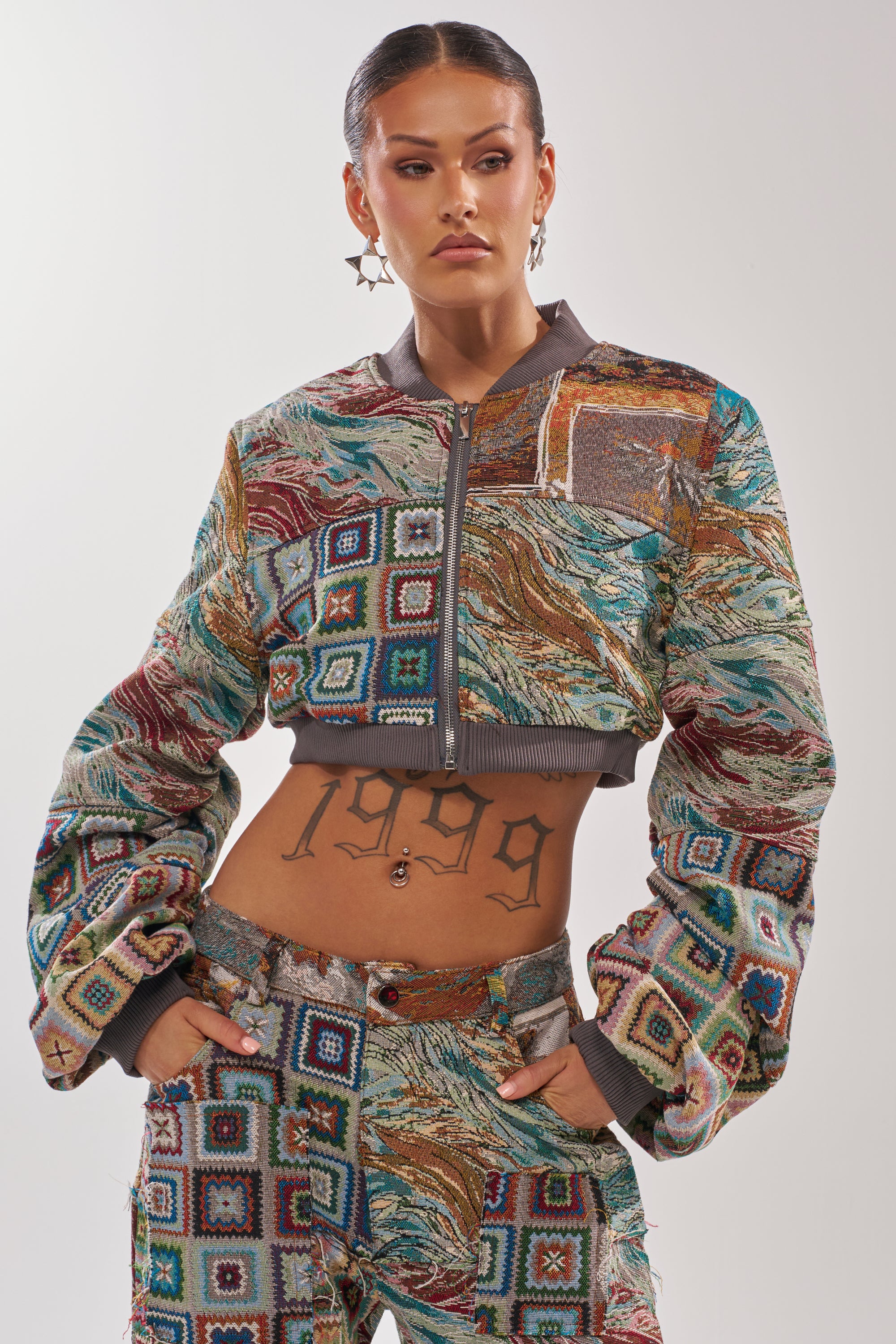 WILD CROPPED PATCHWORK BOMBER - Akira Store