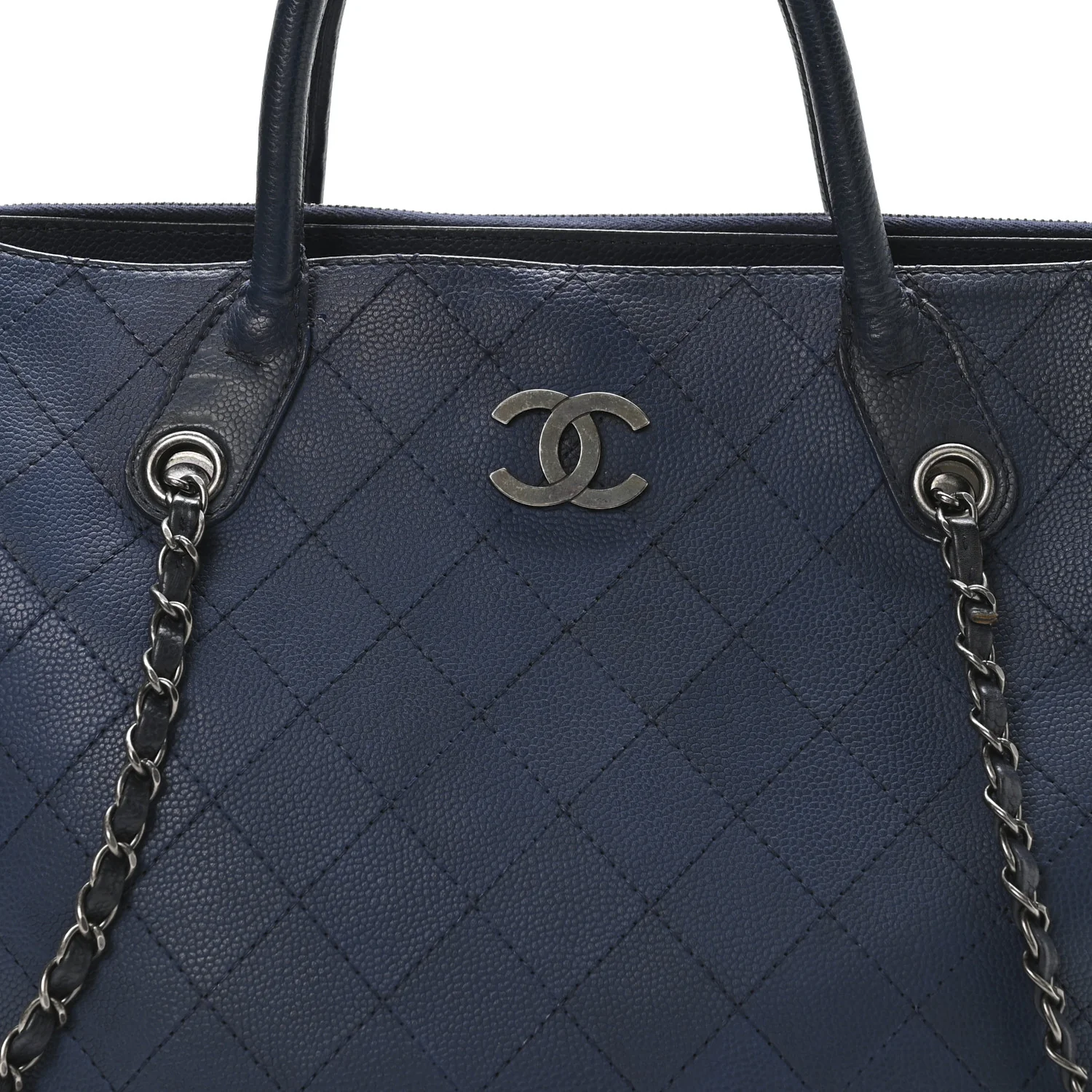 Grained Vegetal Calfskin Urban Shopping Tote Blue