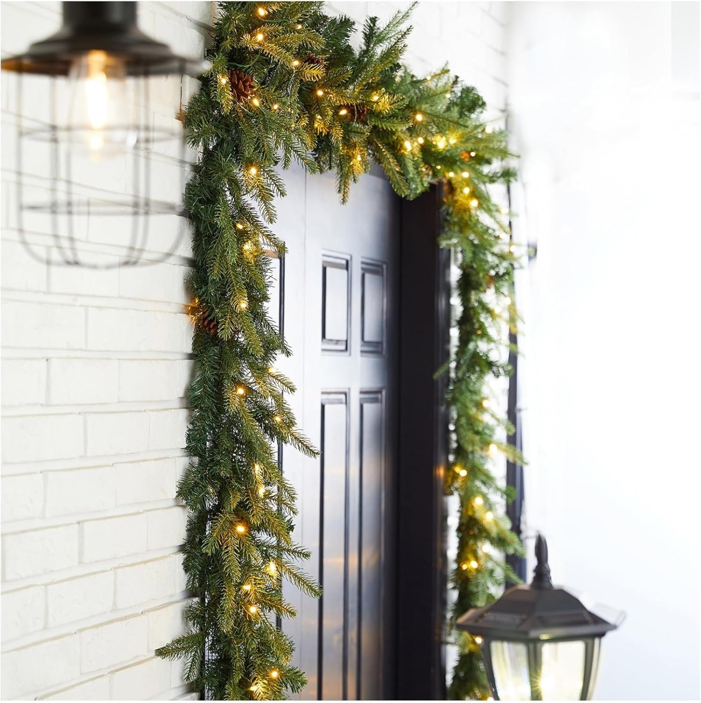 Real Touch Pre-Lit Greenery Pine Cone Christmas Garland