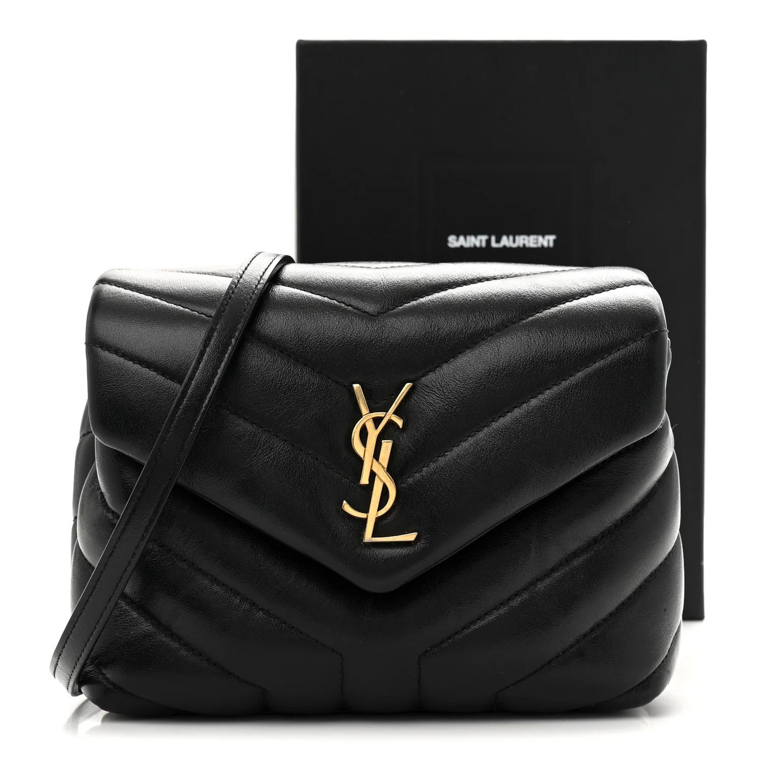 Calfskin Y Quilted Monogram Toy Loulou Crossbody Bag Black