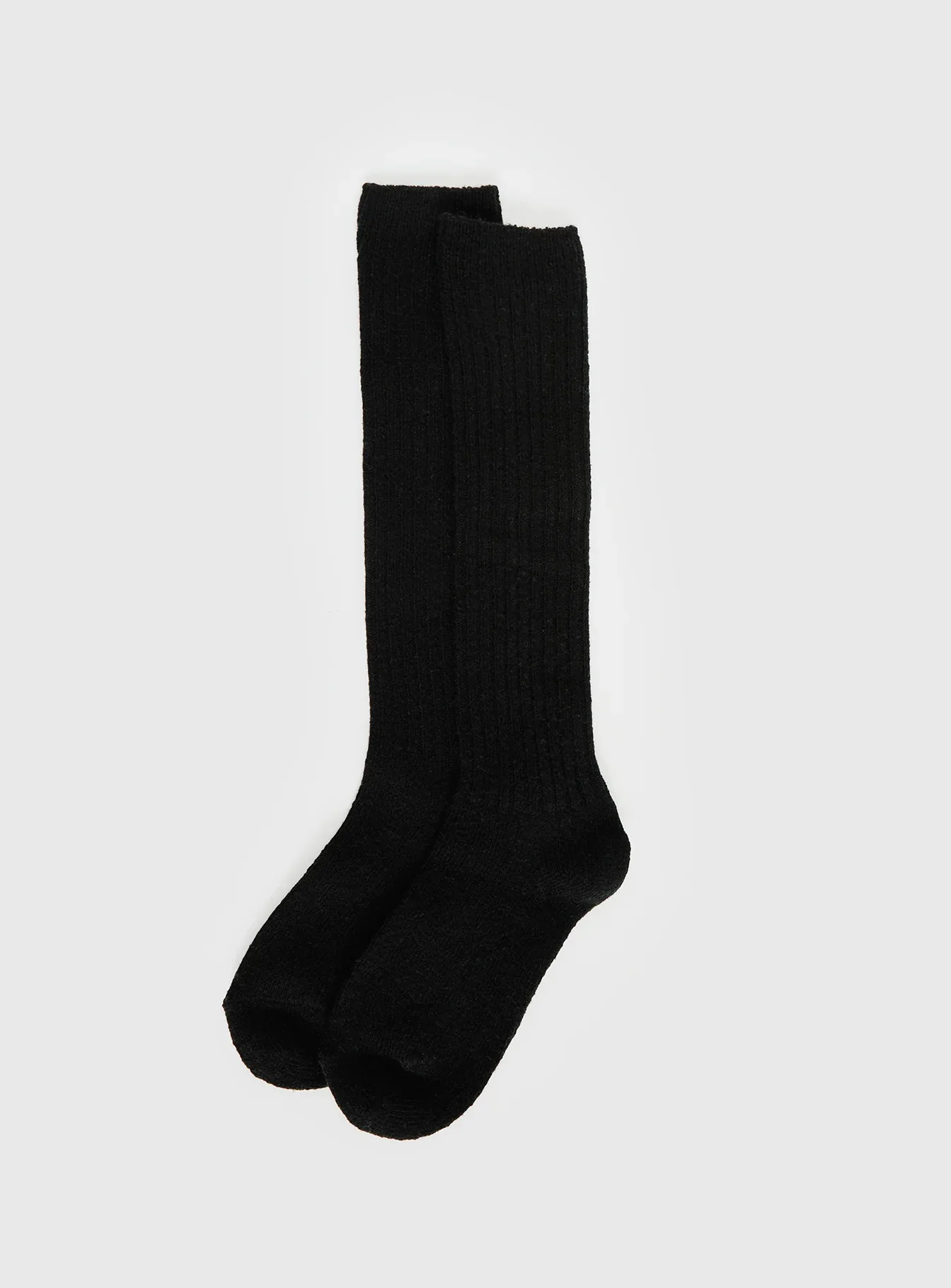 Boderline High Knee Ribbed Socks Black