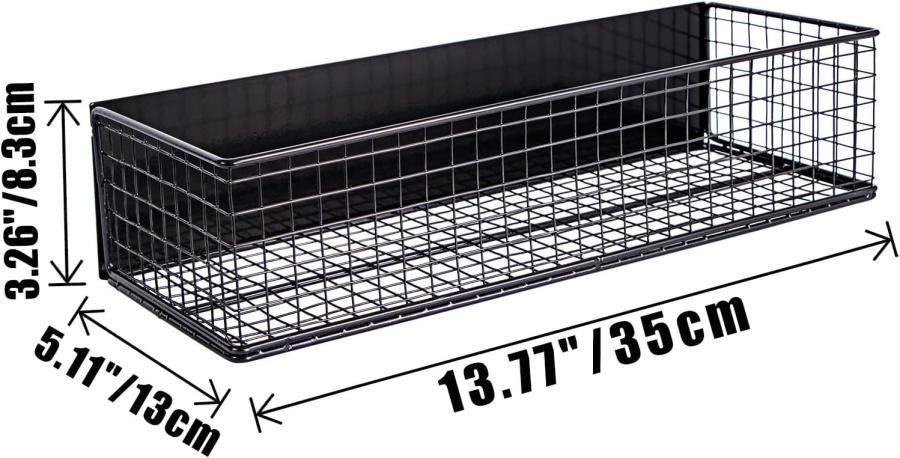 Magnetic Basket, Magnetic Shelf For Fridge, Wire Mesh Magnetic Organizer Holder Accessories For Office Kitchen Classroom Storage, Black-High