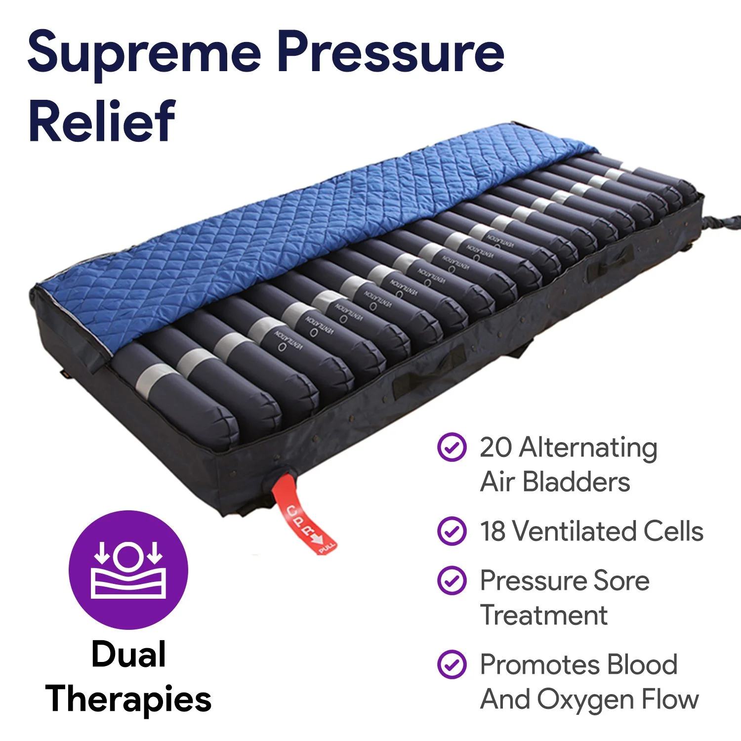 Low Air Loss Alternating Pressure Air Mattress with Pump Stages I III Bed Size: 36�� x 80�� Bed Thickness: 8 inch(Without Raised Rails) Image 8