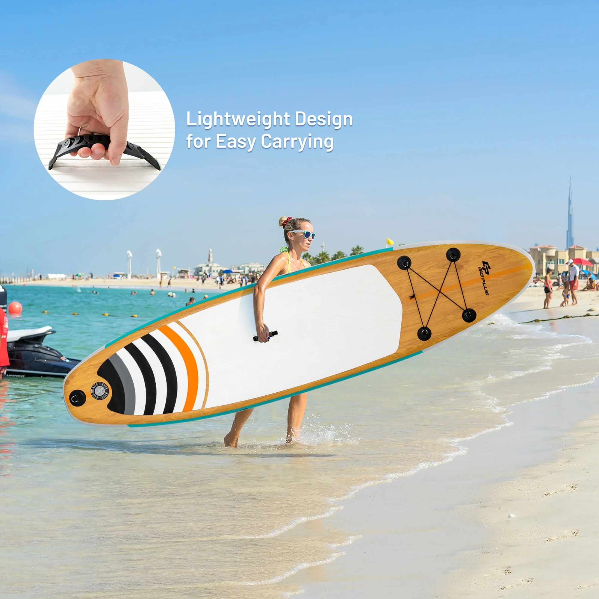 11' Inflatable Stand Up Paddle Surfboard W/Bag Aluminum Paddle Pump Image 5