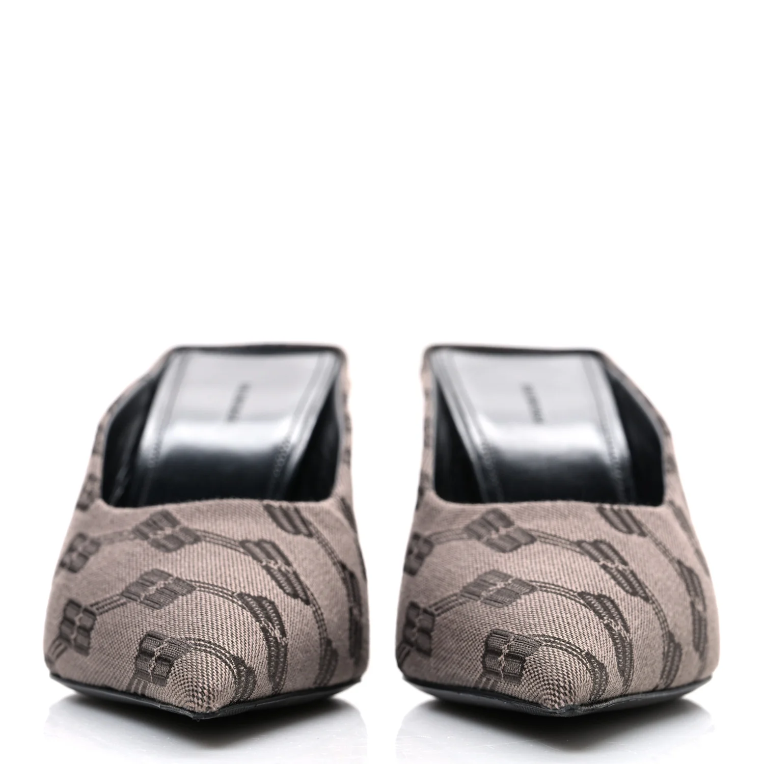 BB Monogram Square Knife 80mm Mule Pumps 38.5 Dark Mink Grey Dark Brown