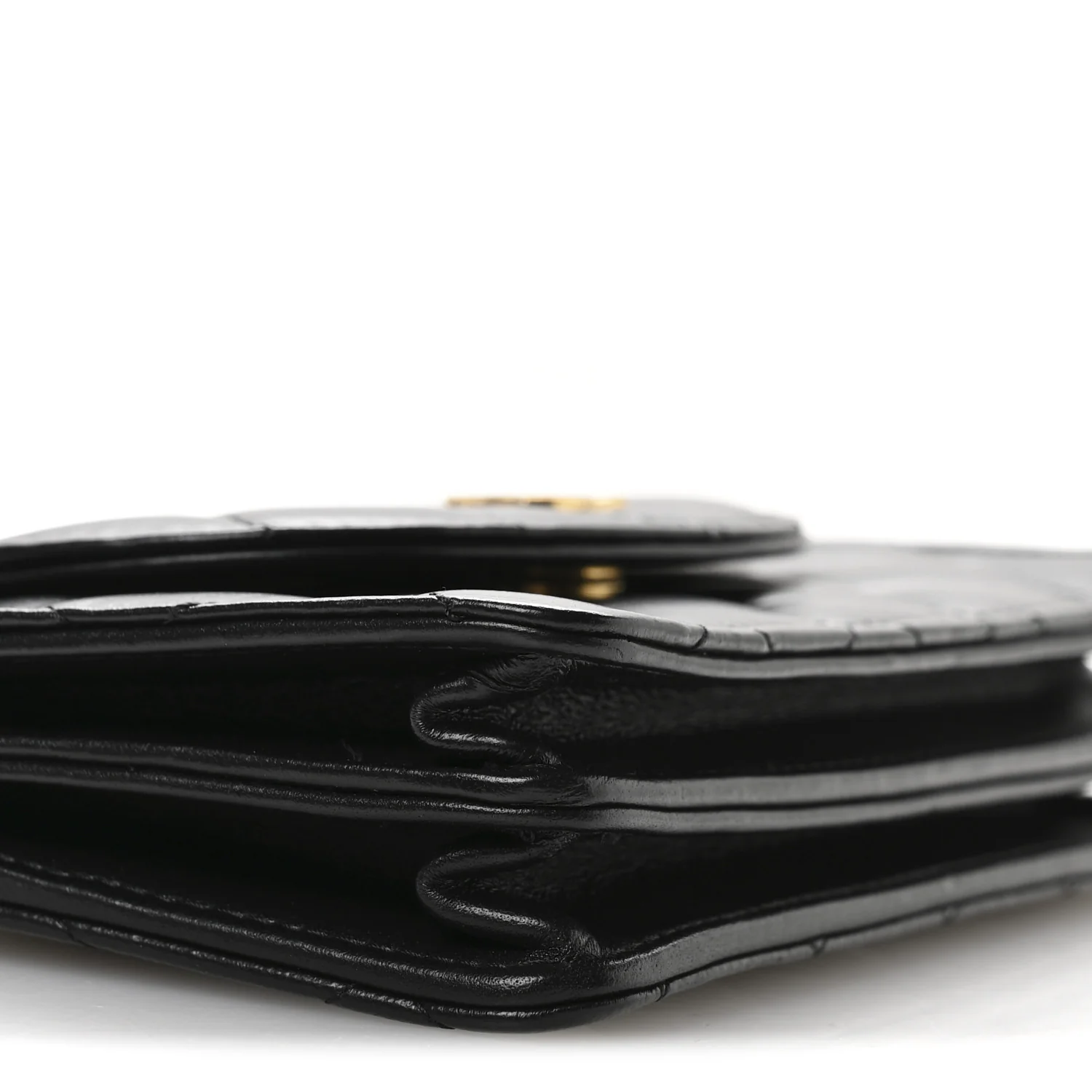 Lambskin Quilted Phone Holder Flap Black