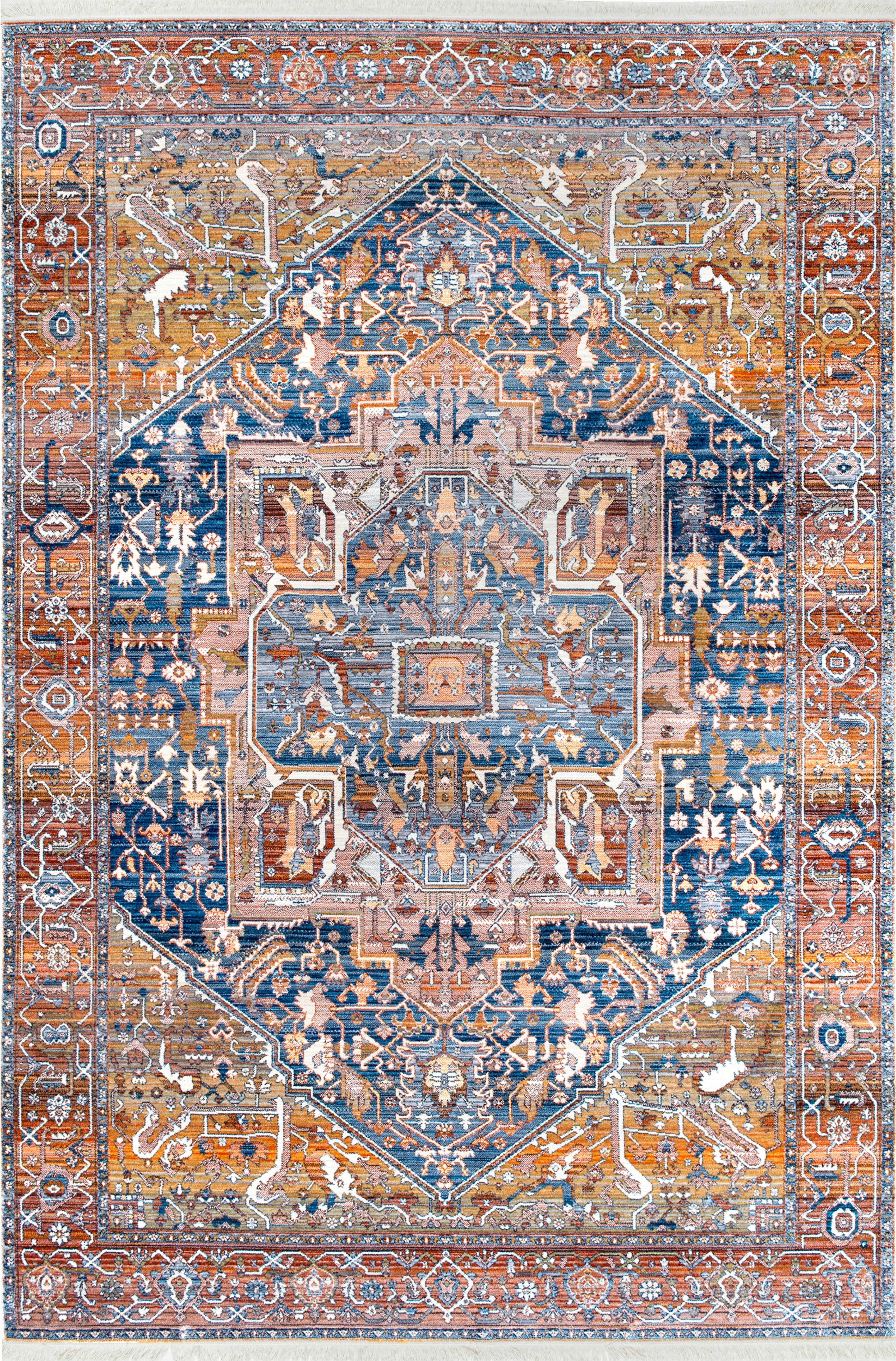 nuLOOM Harriet Vintage Medallion Fringe Area Rug, 10' Square, Rust