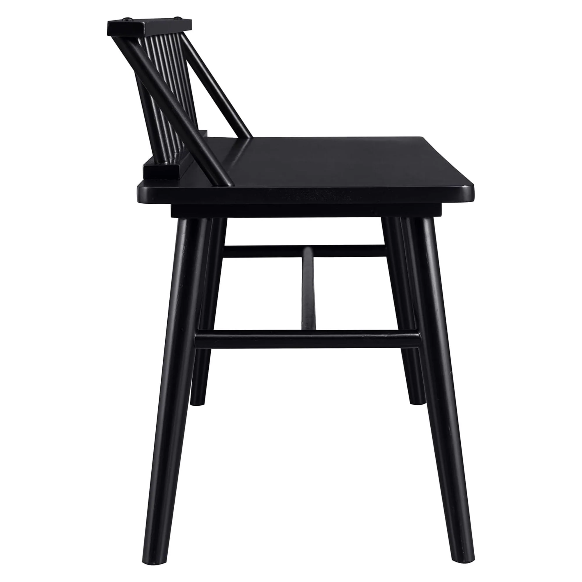 Walker Edison 47�?Contemporary Low Back Spindle Wood Bench, Black Image 6