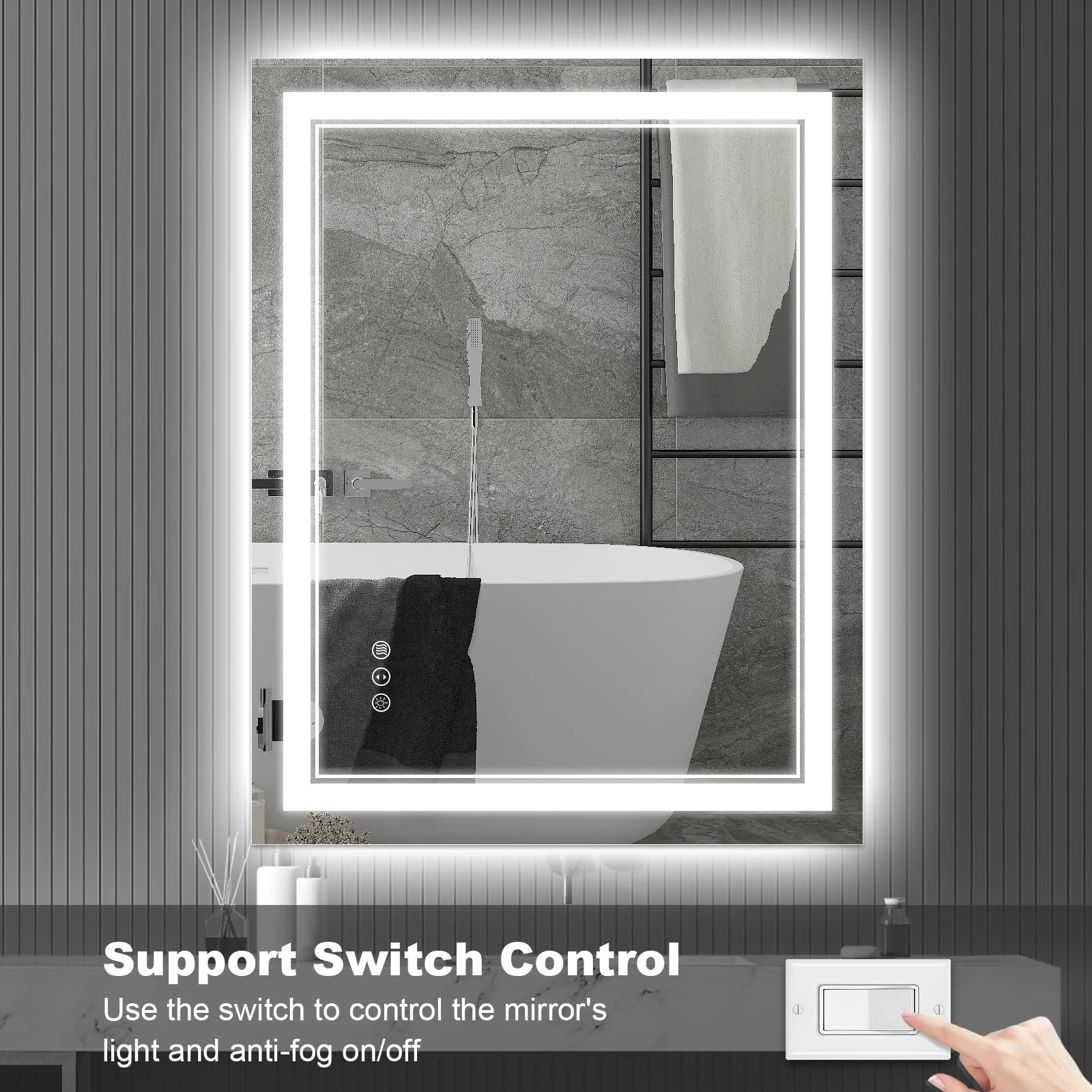 ISTRIPMF 24x36 Inch LED Bathroom Mirror with Lights
