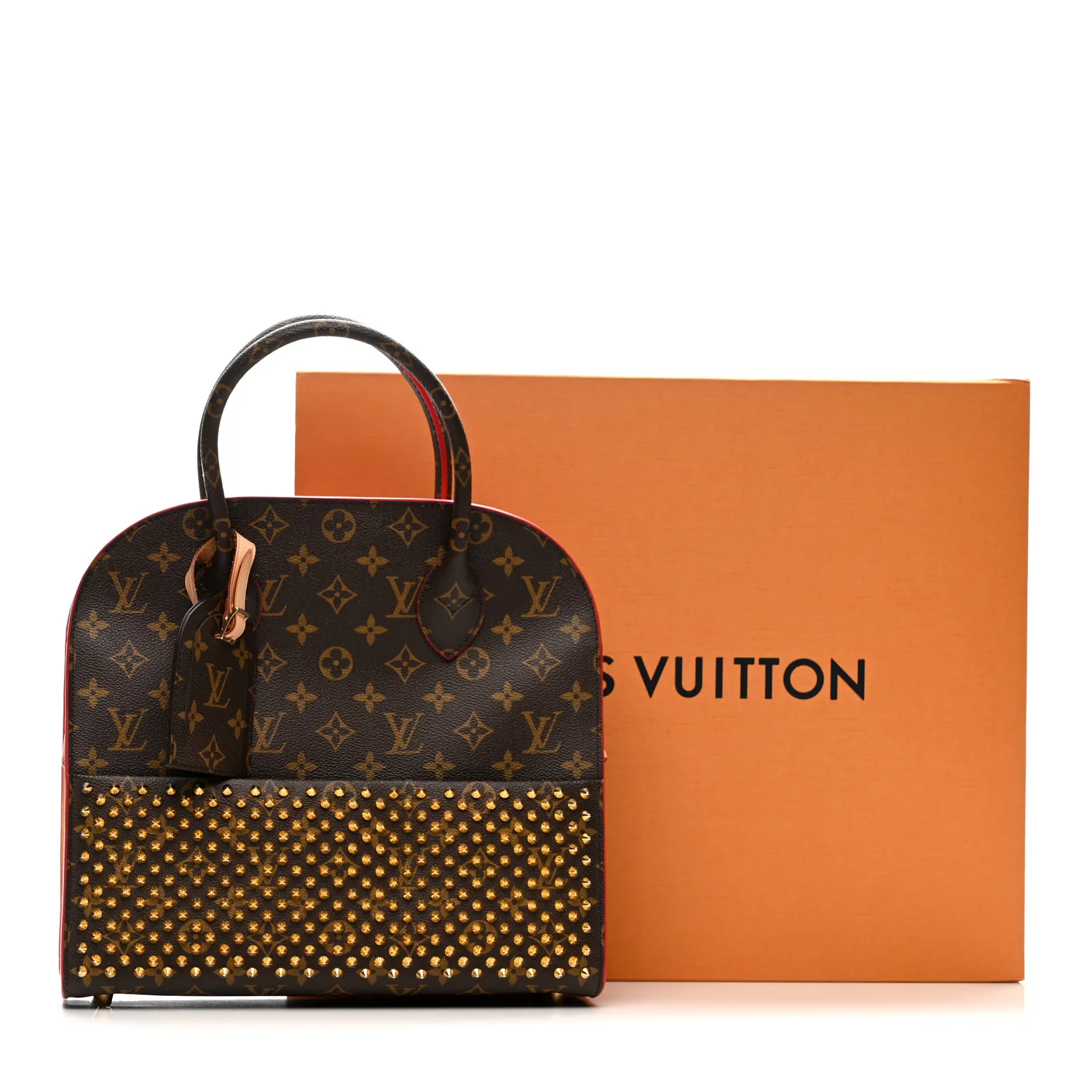 Monogram Calf Hair Spikes Iconoclasts Christian Louboutin Tote Red
