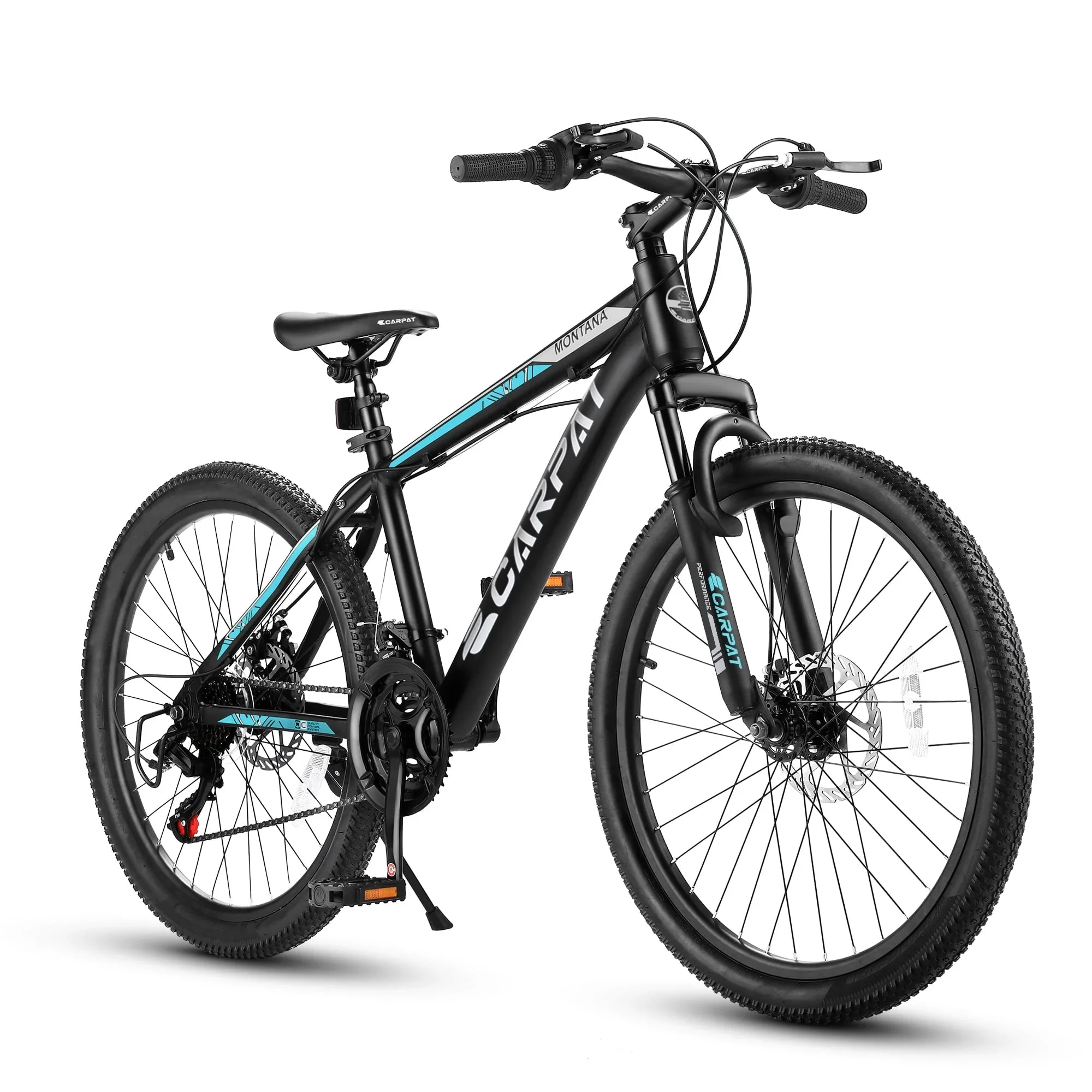 Ecarpat 26 Inch Wheels Mountain Bike, Mens Womens 26 Inch, 17 Height Aluminum Steel Frame, 21 Speed Disc Brakes Front Suspension, Youth Boys Girls Adult Bicycles Black