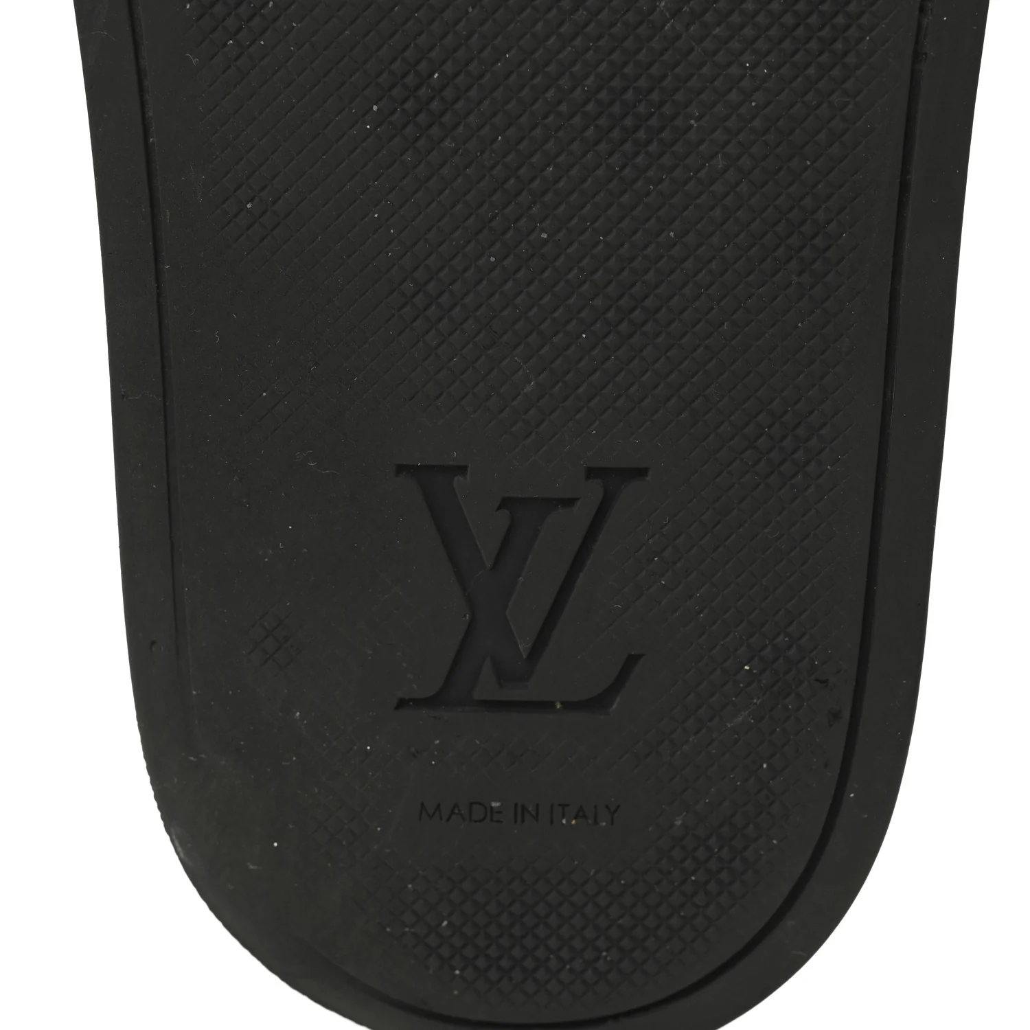 Rubber Embossed Monogram Mens Waterfront Mules 7.5 Black
