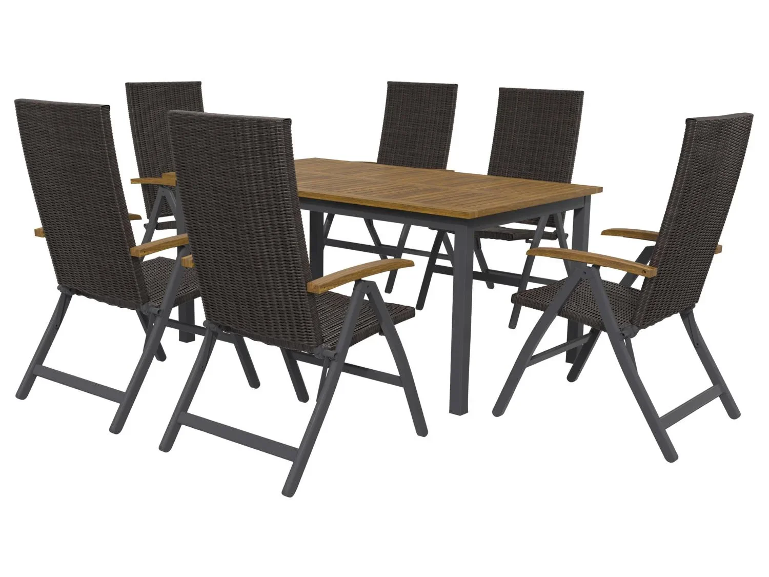 LIVARNO home Ensemble tress  Valencia , 7 pices - table standard et 6 fauteuils pliants
