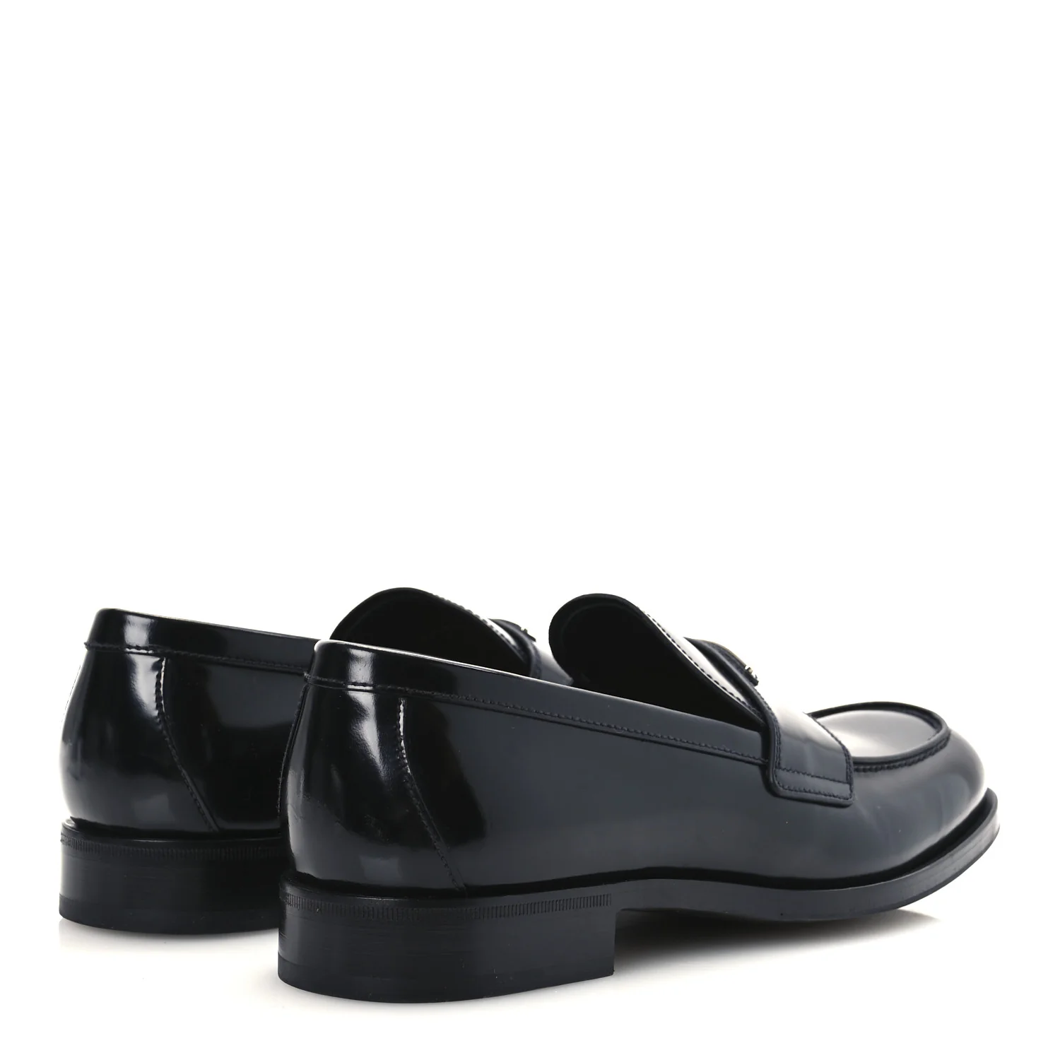 Spazzolato Fume Metal Triangle Logo Mens Loafers 8.5 Black