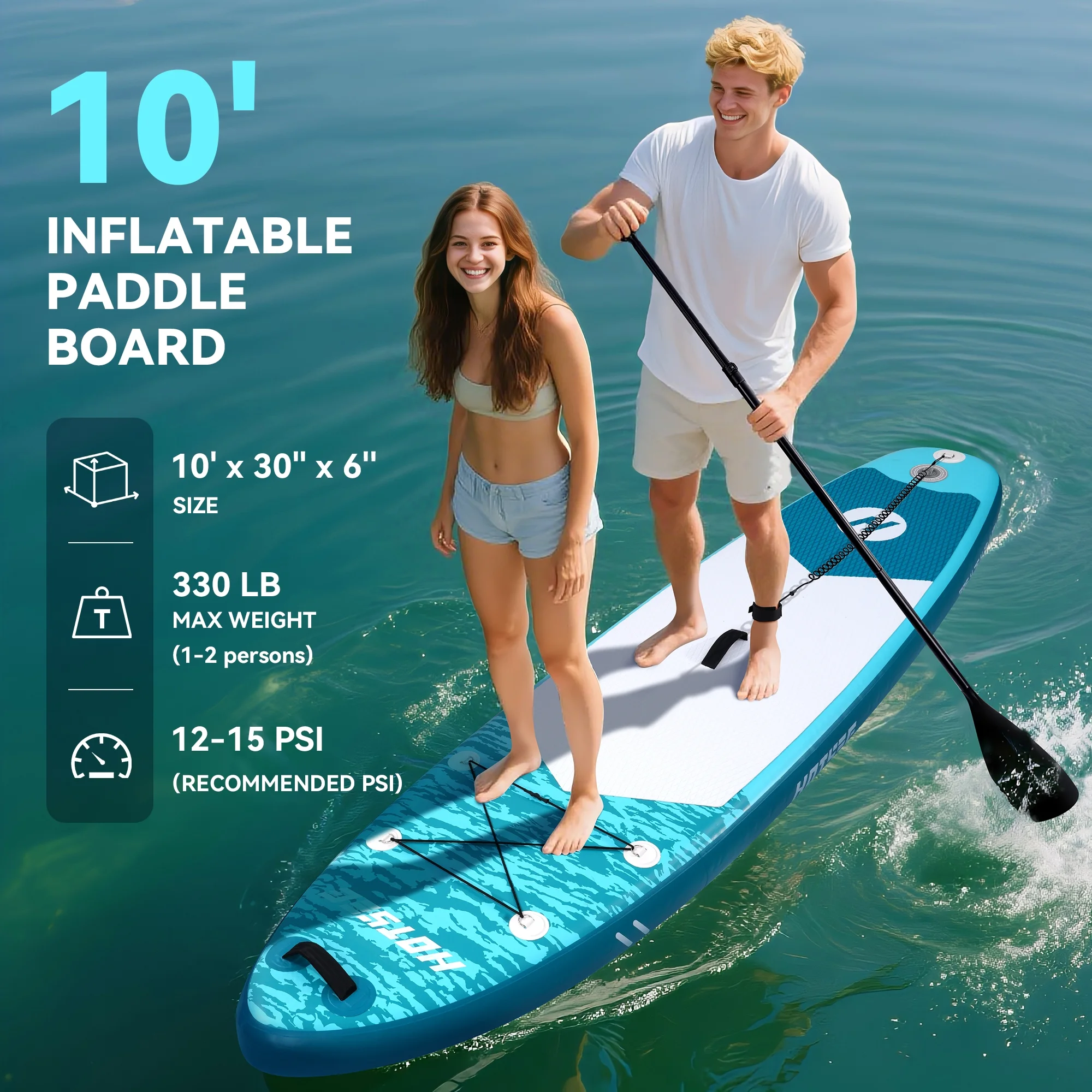 10' Inflatable Stand up Paddle Board 6'' Thick SUP Paddle Board with Accessories for Fishing, Non-Slip Deck, Double Action Pump - Image 6