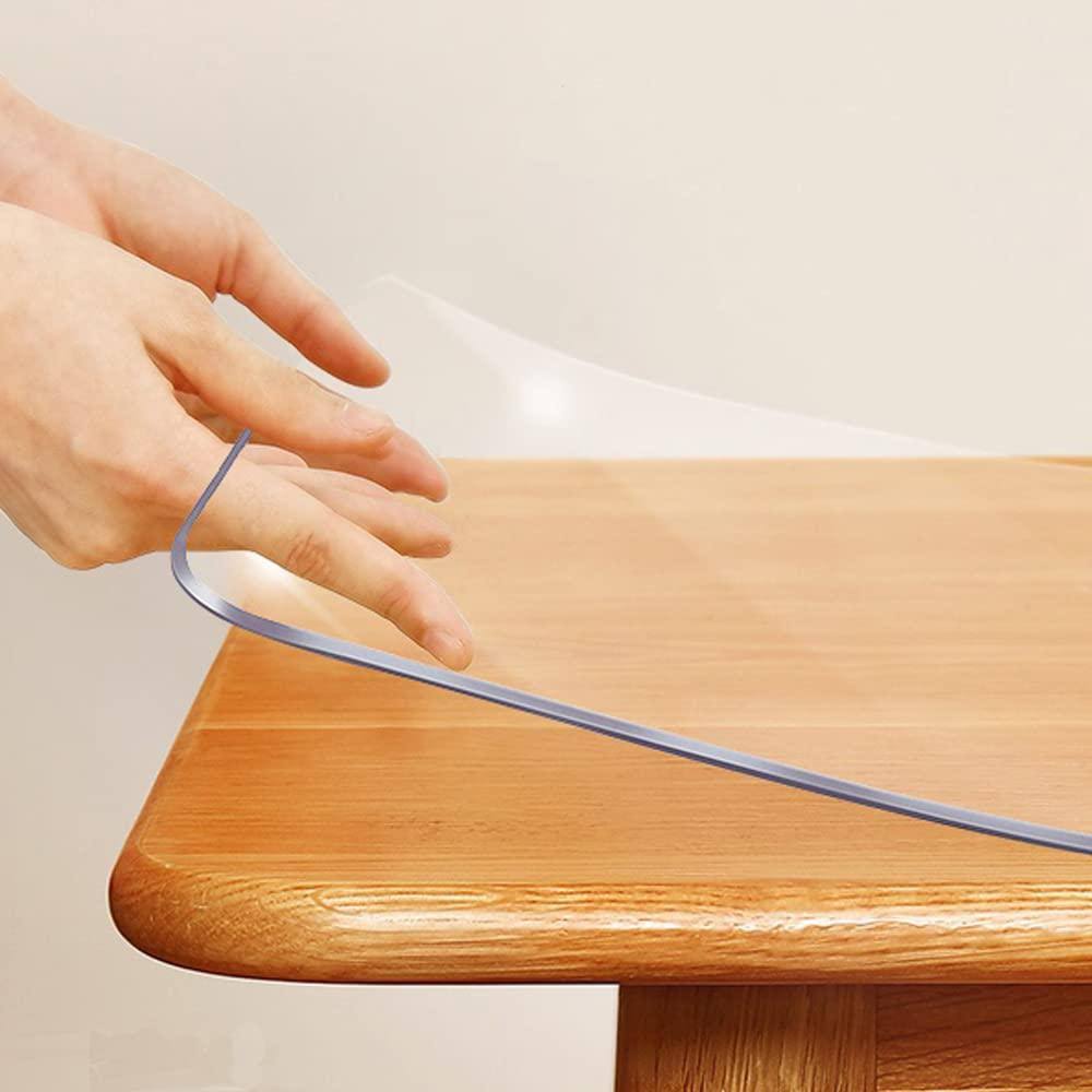 Splendeful PVC Clear Table Protector - Multisize Thick Transparent Plastic Desk Cover, Rectangular Night Stand, Office & Computer Desk, Sofa Child