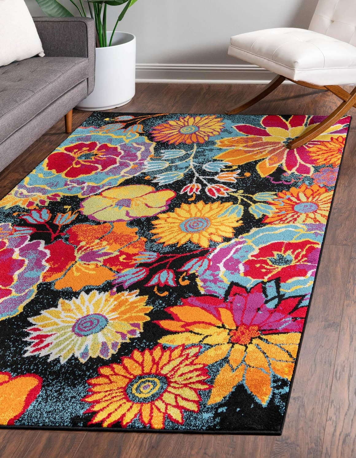 Unique Loom Kennedy Lyon Area Rug - 4' x 6' Black