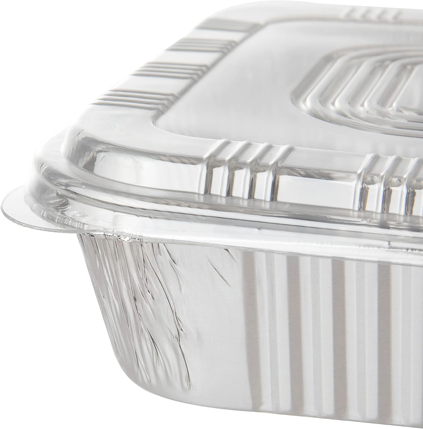 20 Pack Disposable Aluminum Pans with Clear Lids, 8x8 Foil Baking Pan