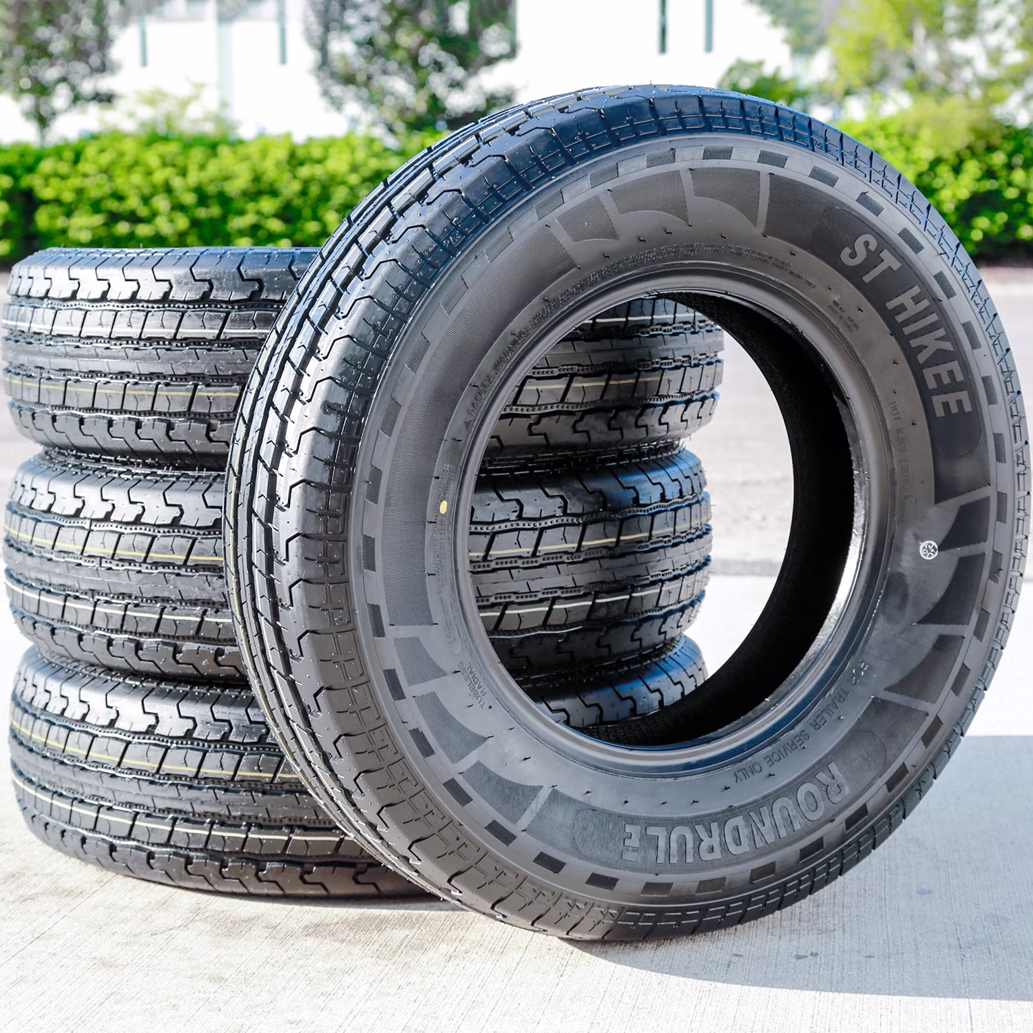 Set of 4 Roundrule ST Hikee Semi - Steel ST205/75R15 205/75R15 107/102 L D 8 Ply Trailer Tires
