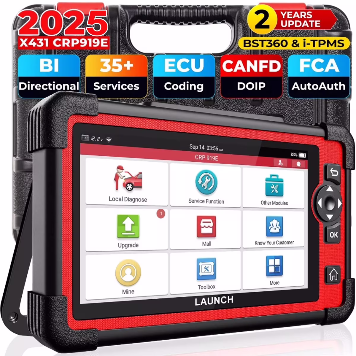 X431 CRP919E Cars Diagnostic Scan Tool All System Bidirectional Diagnostic OBD2 Scanner with 31+ Services Functions, ECU Coding, Supports CANFD/DOIP, 2 Years Free Update