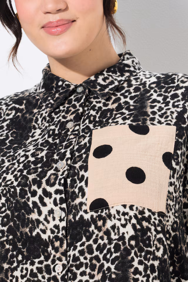 Oversized patterned muslin blouse