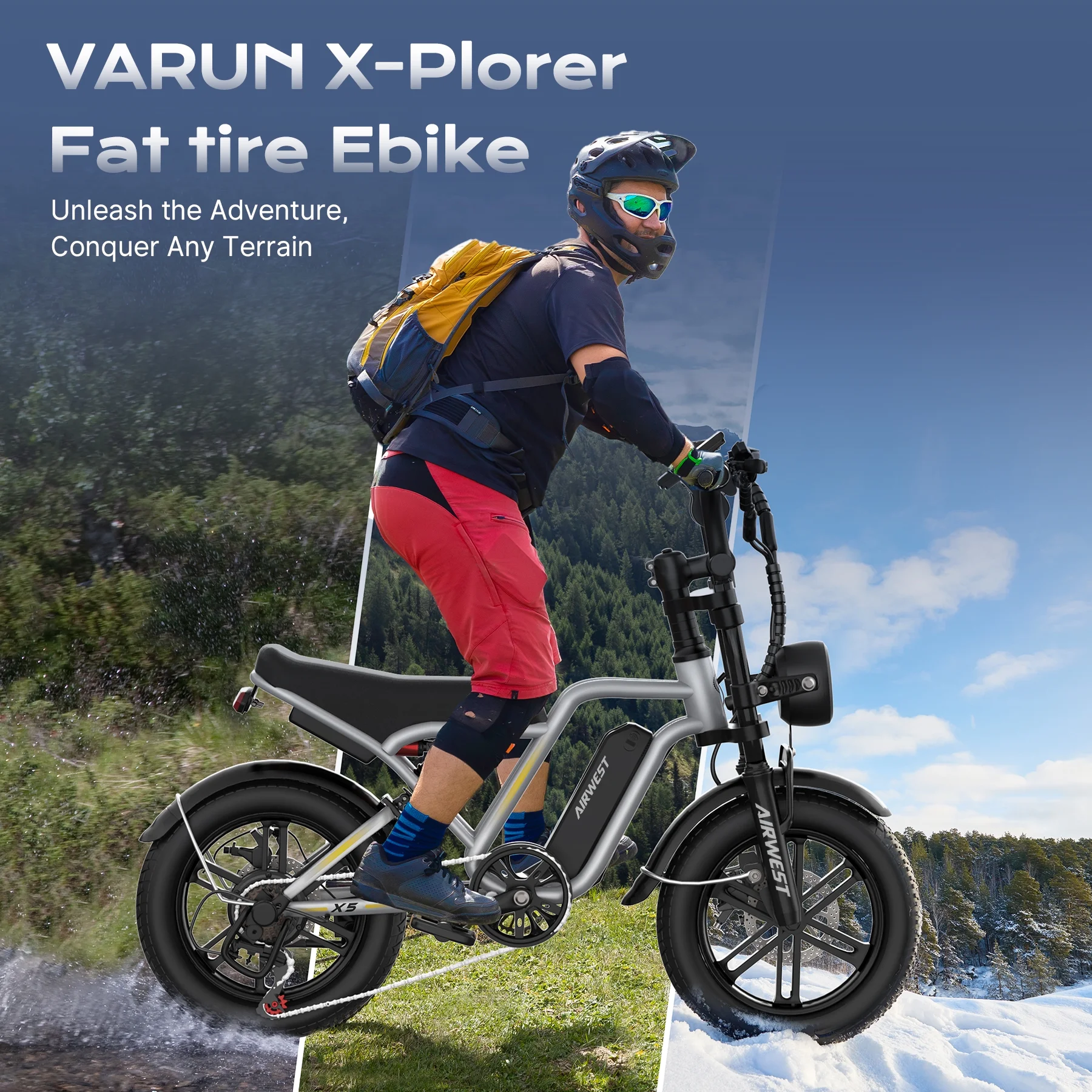 Peak 1000W Electric Bike for Adults Reaches 25MPH, 65 Miles Long Range, 48V 13Ah Battery, Full Suspension, 7-Speed, 20" Fat Tire Electric Motorcycle Dirt Bike, UL2849(Silver) - Image 6