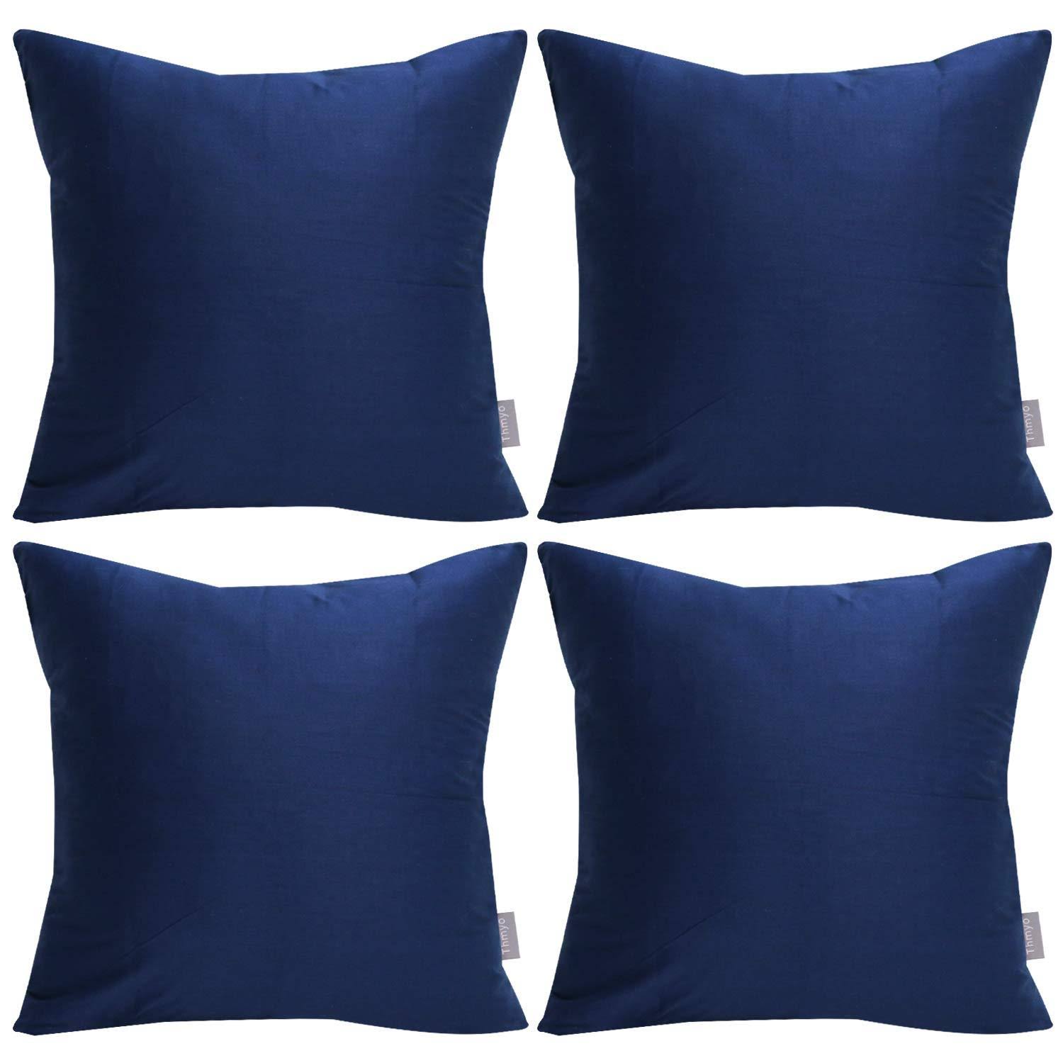 Thmyo 4-Pack 100% Cotton Comfortable Solid Decorative Throw Pillow Case Square Cushion Cover Pillowcase Sublimation Blank Pillow Cover