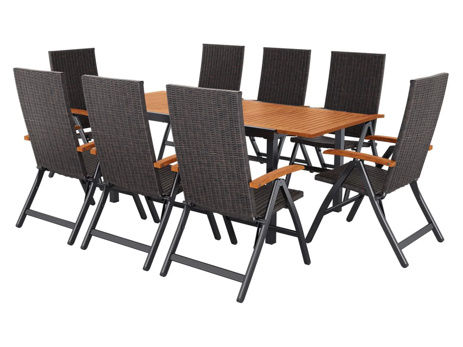 LIVARNO home Table de jardin + Lot de 8 fauteuils en rsine tresse Valencia