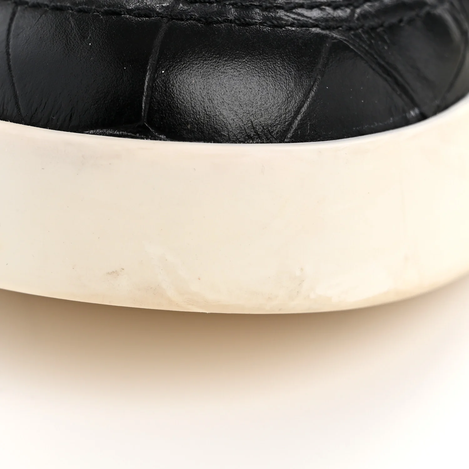 Calfskin Crocodile Embossed Cocodile High Top Sneakers 36.5 Black