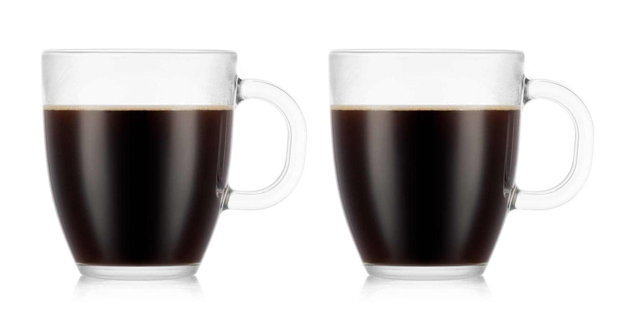 Bodum 2 Pk Single Wall Bistro Mugs, Tempered Glass Clear