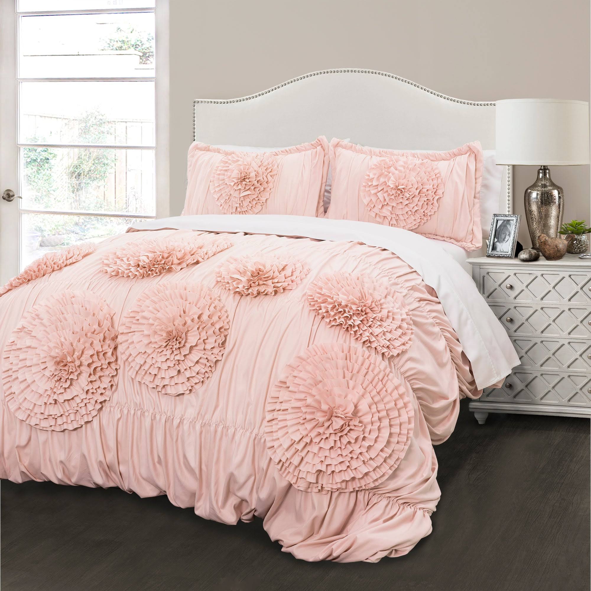 Lush Decor Serena Comforter Pink Blush Set Full/Queen