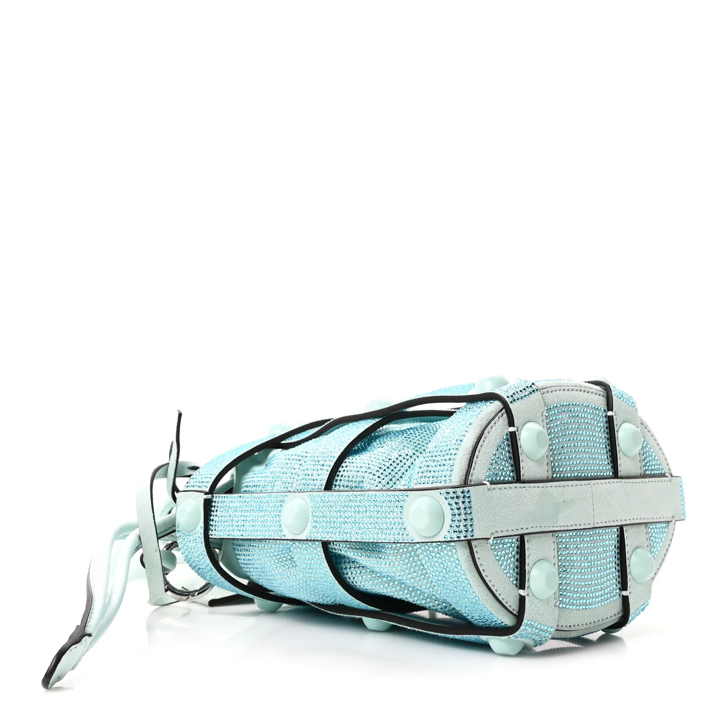 Calfskin Crystal Small Cage Bag Blue