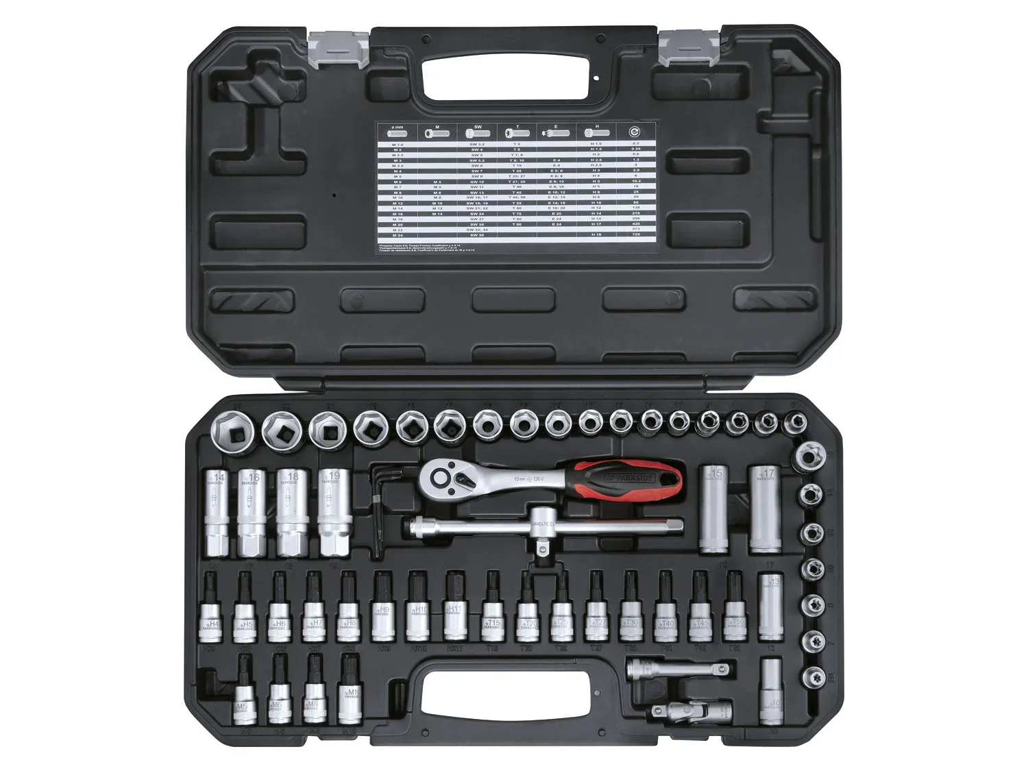 PARKSIDE Set de douilles et d'embouts 3/8 pouces, 65 pices