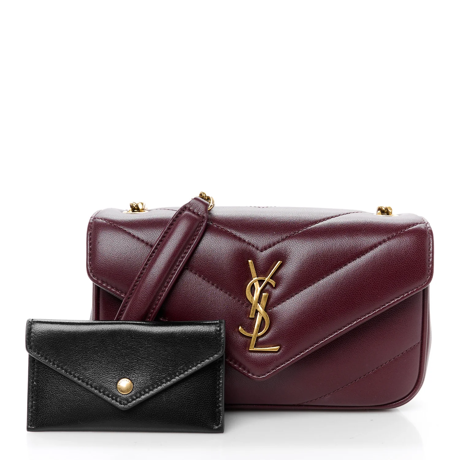 Lambskin Chevron Quilted Mini Loulou Rouge Cabernet