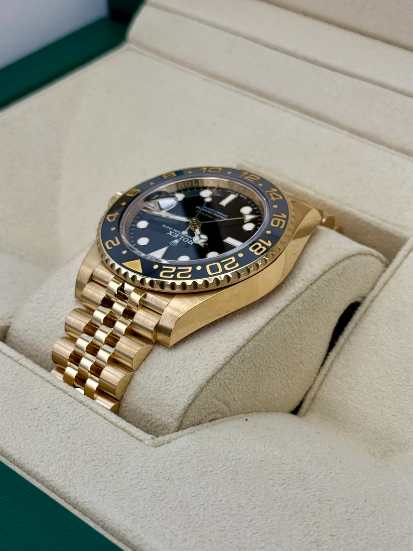 [Super Clone]RLX GMT-Master II 40mm 18k Yellow Gold Ceramic Bezel Black Dial Jubilee 126718grnr