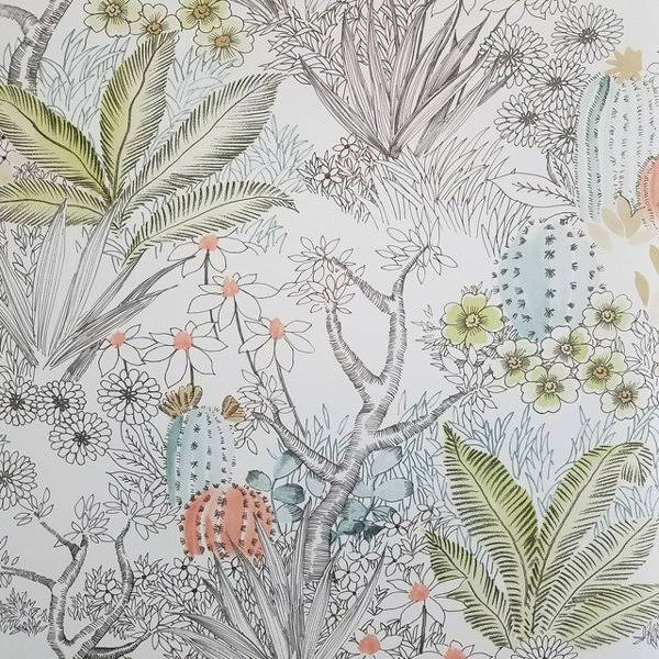 York Wallcoverings Outdoors In Flowering Desert Wallpaper, Gray