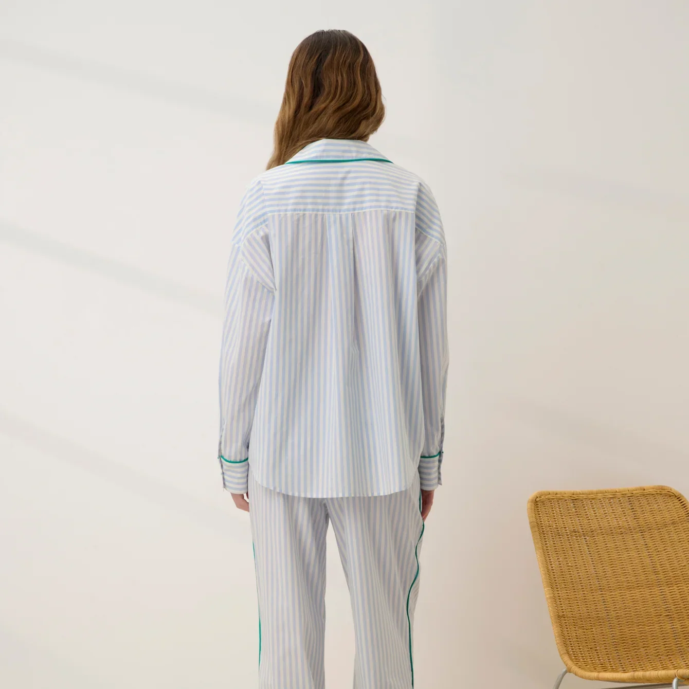Airy Cotton Piped Button Down