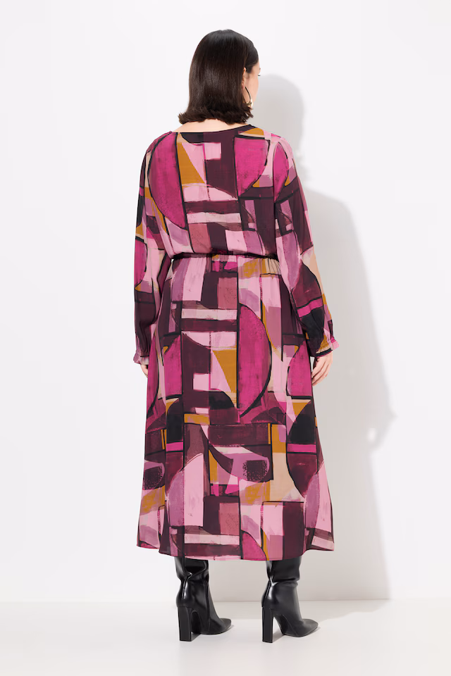 Geometric Print Long Sleeve Dress