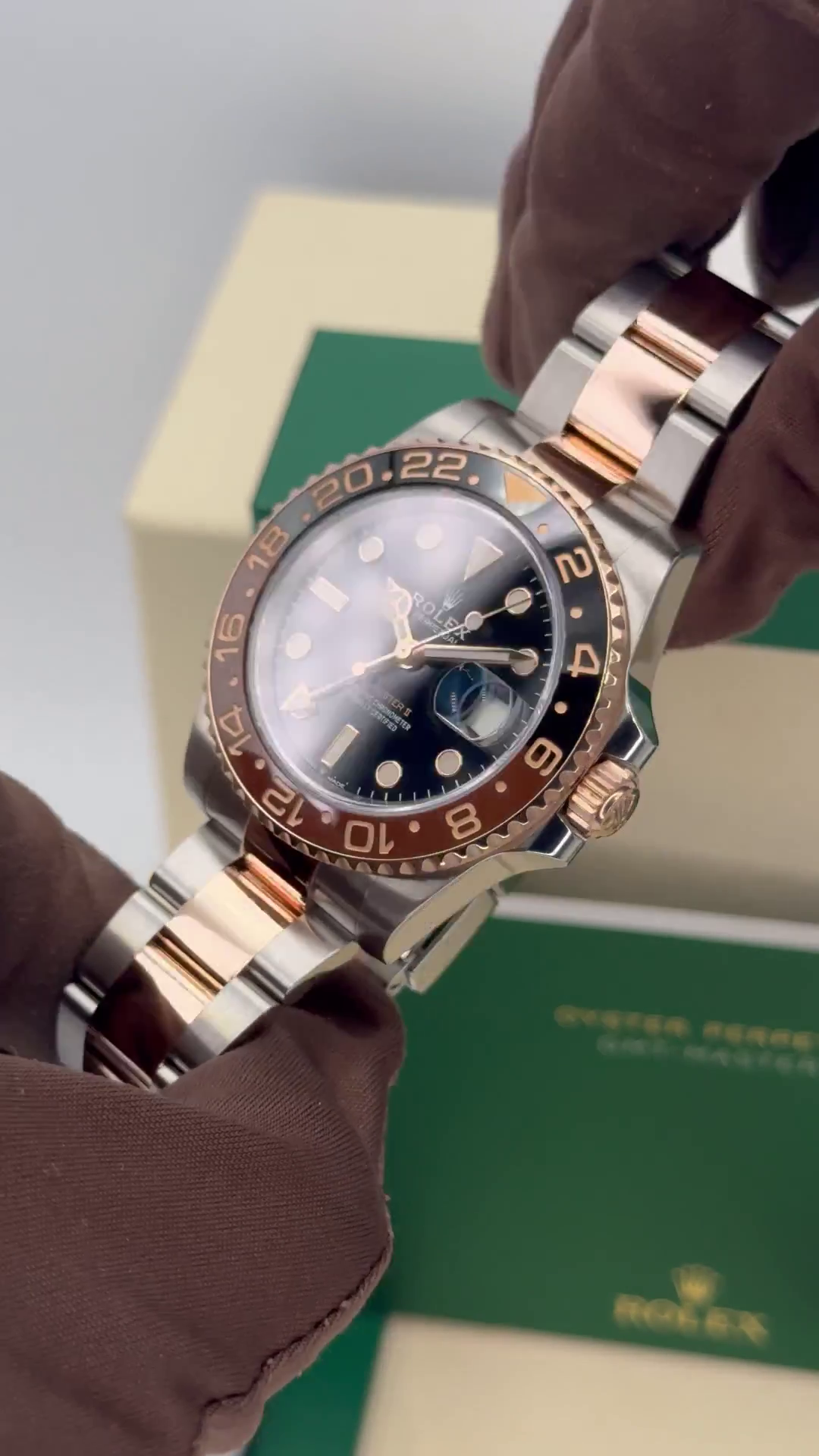 [super clone]Rolex GMT Master II 40 Two Tone Rose Gold Rootbeer 126711CHNR