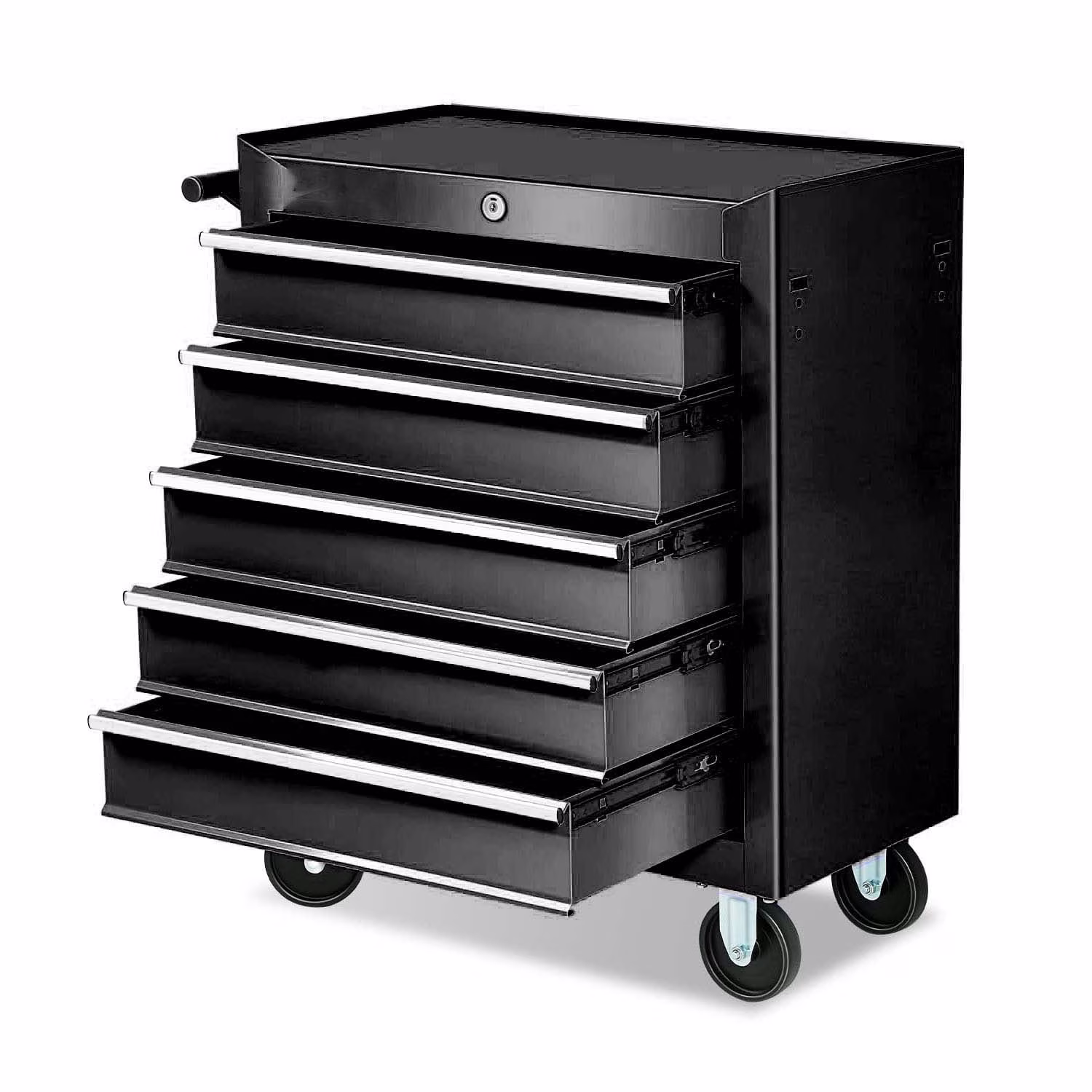 POVANLI  5 Drawers Rolling Tool Chest Cabinet with Wheels, Tool Storage Cabinet and Tool Box Organizer for Garage Warehouse Workshop, Black