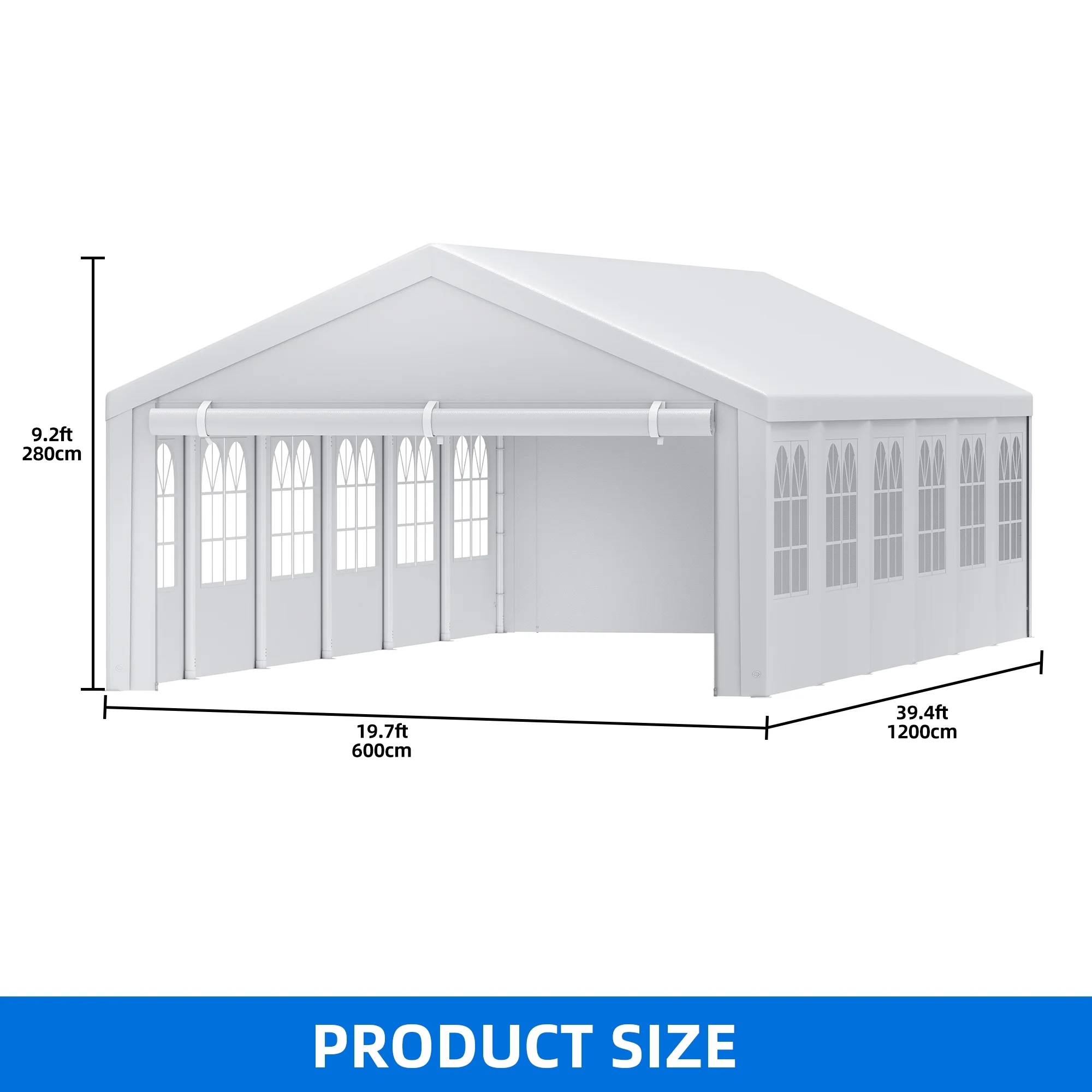 20' x 40' Heavy Duty Gazebo with Reinforced Triangular Column Outdoor Party Tent Canopy Event Shelters Upgraded Galvanized Carport with Removable Sidewall Windows for Commercial, Part(20' x 40') - Image 3