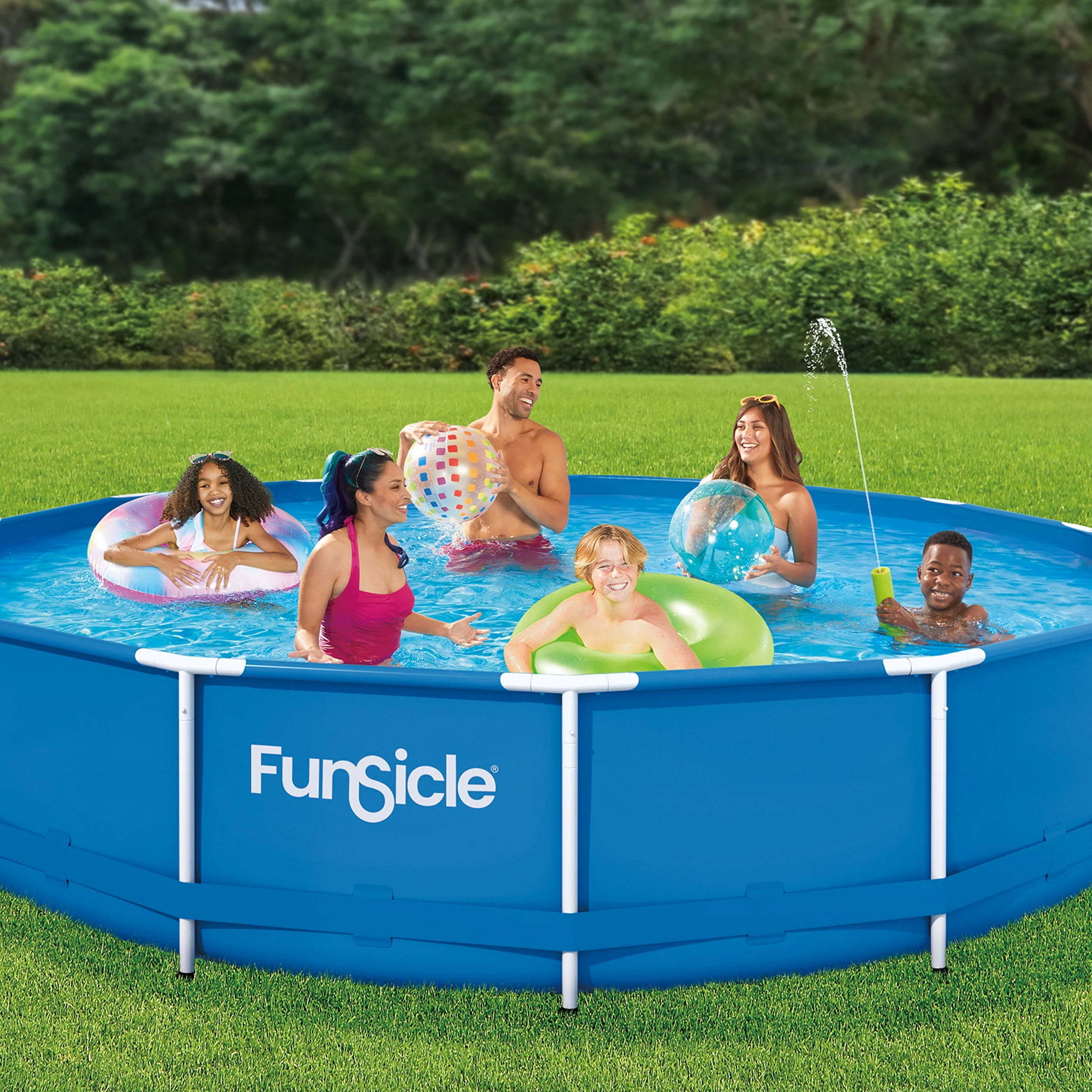 Funsicle 14ft Activity Above Ground Metal Frame Swimming Pool, Includes SkimmerPlus Pump, Round, Age 6 up - Image 2
