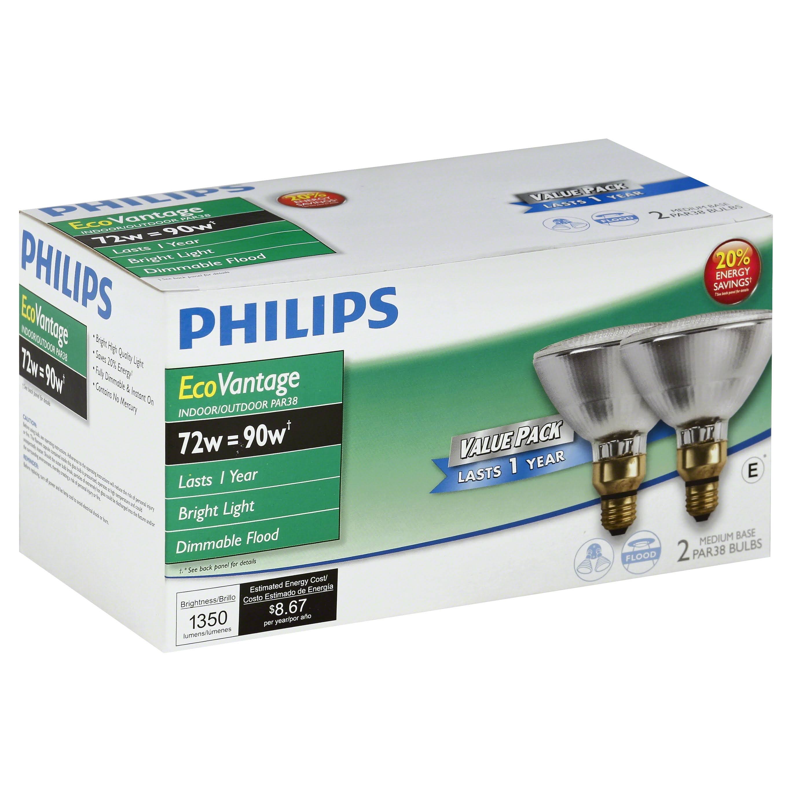 Philips EcoVantage Light Bulbs, Flood, 72 W, Value Pack - 2 bulbs