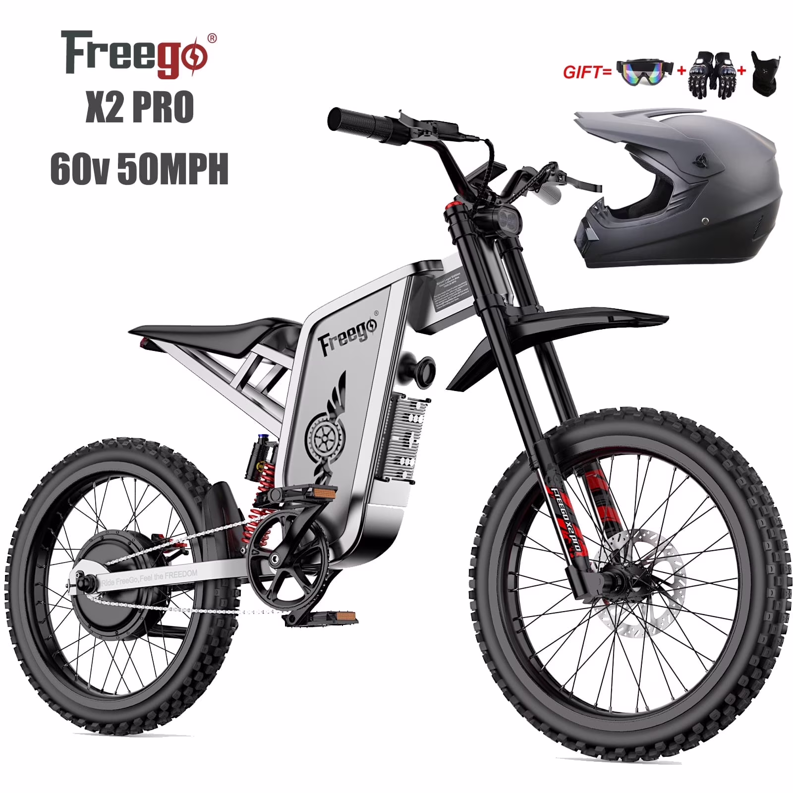 50MPH Electric Dirt Bicycle X2 Pro,6000W(Peak)Motor Electric Motorcycle, Electric Bike for Adults, 60V30AH Battery, 19x2 Tire Full Suspension Hydraulic Brake Half Throttle UL2849(Blue 30AH) - Image 5