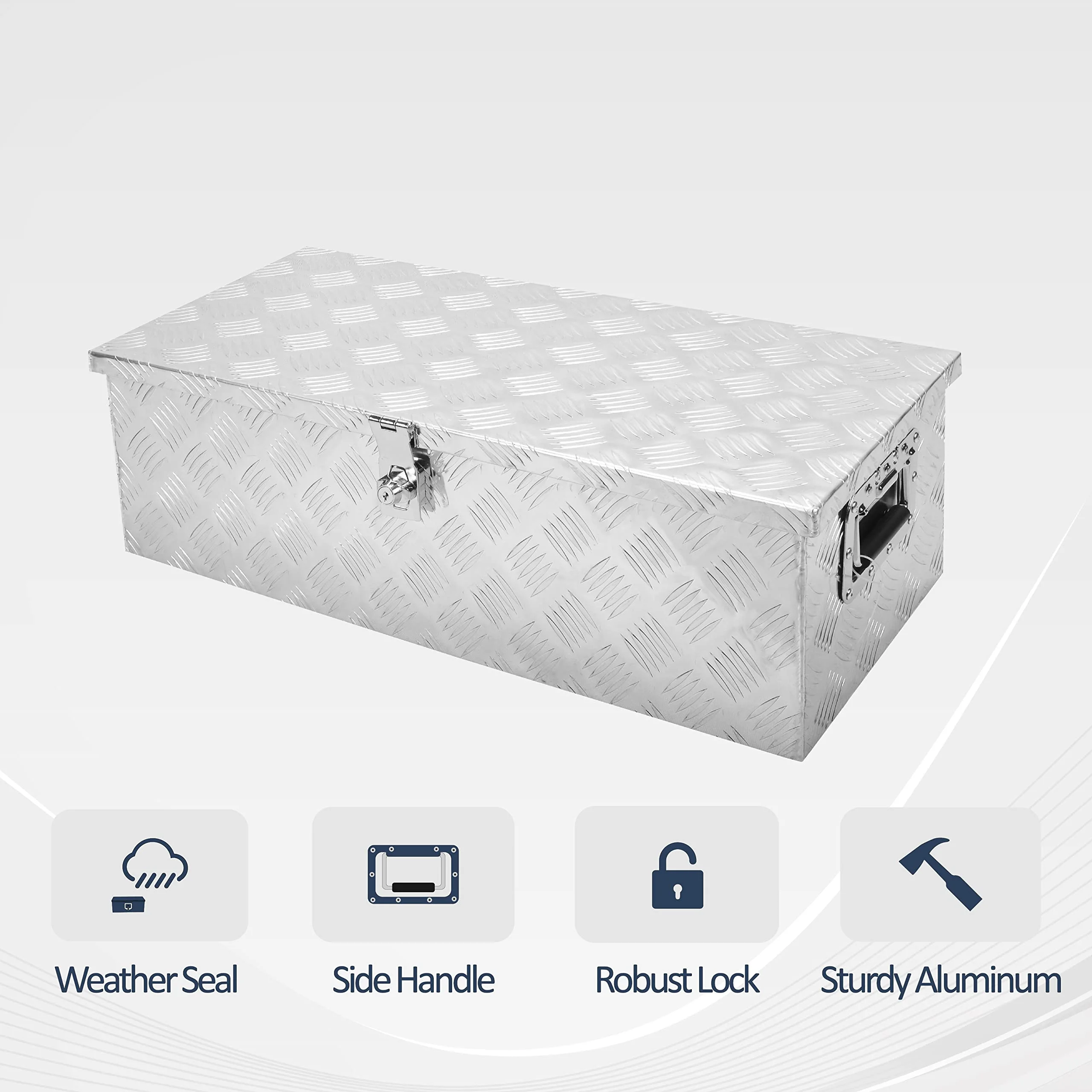 Durable Tool Boxes and Organizers, Aluminum Silver, 30" x 13" x 10"(Silver) - Image 2